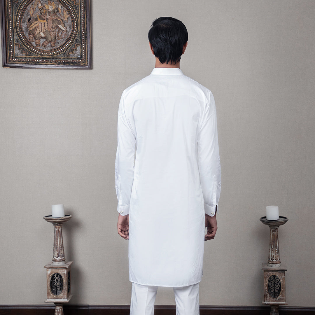 White Virgule Cotton Kurta