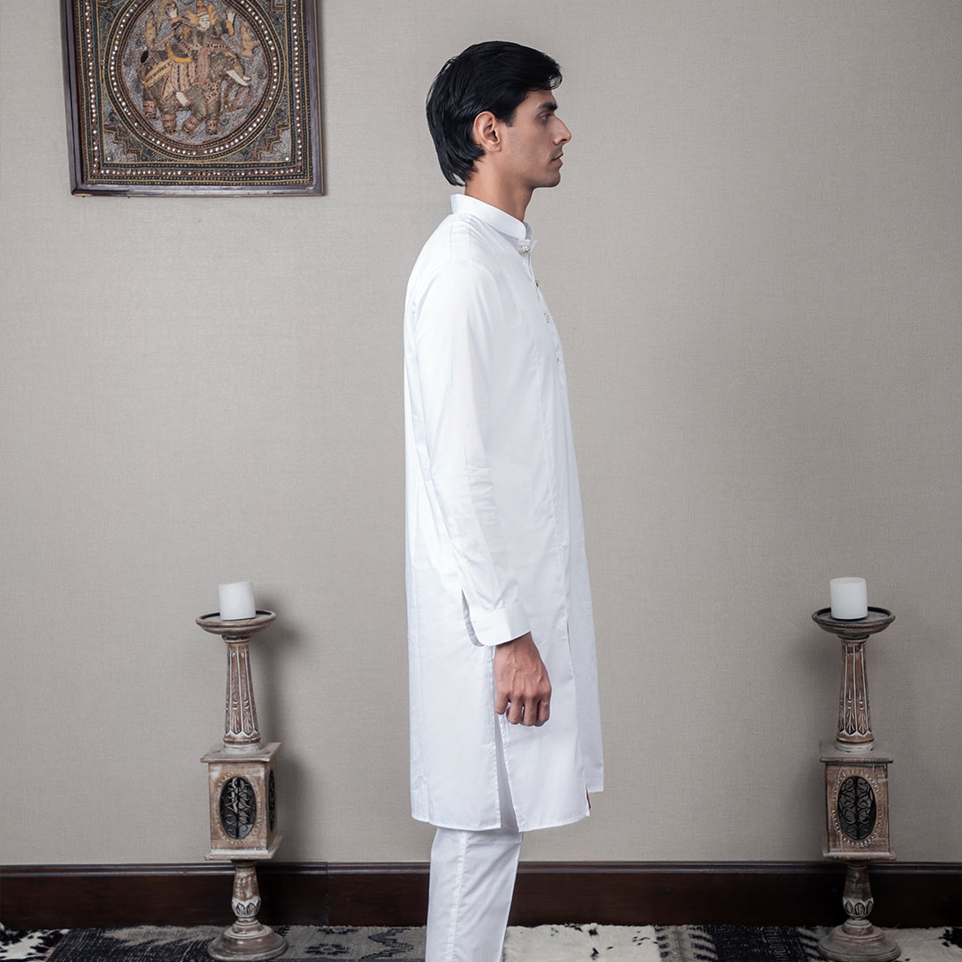White Virgule Cotton Kurta