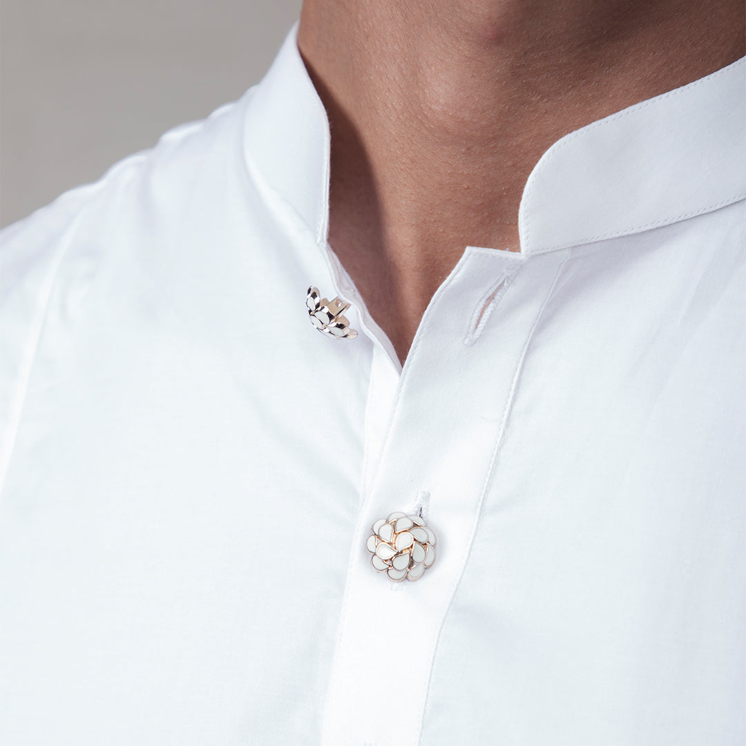 White Virgule Cotton Kurta