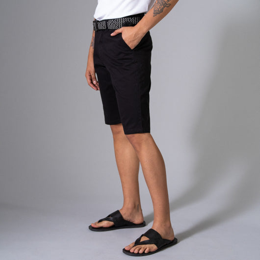 Wrought Iron Black Cotton Lycra Stretch Shorts