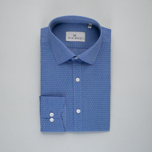 Grained Blue Cotton Shirt