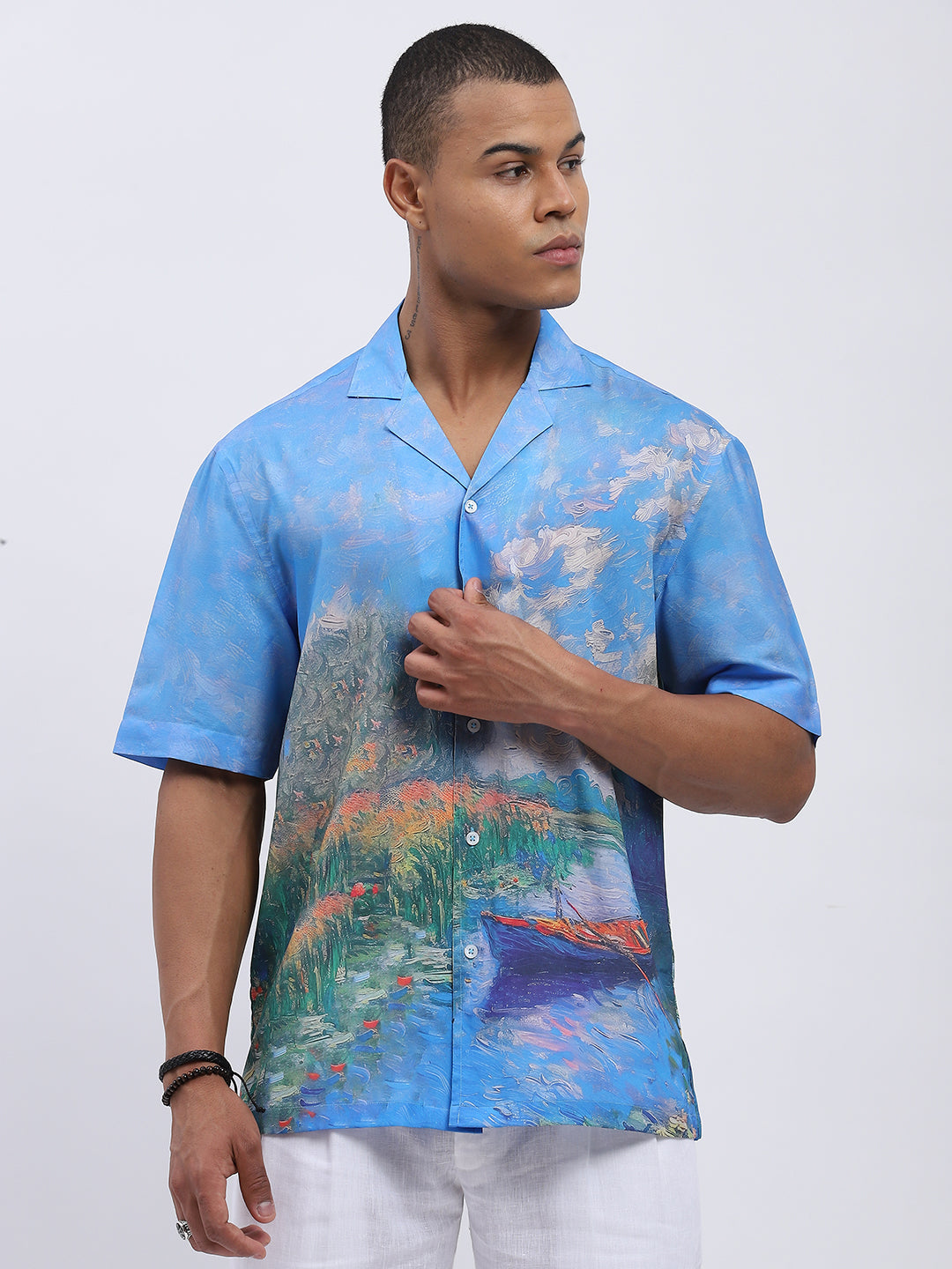 Impressionist Boat Men's Printed Resort Shirt