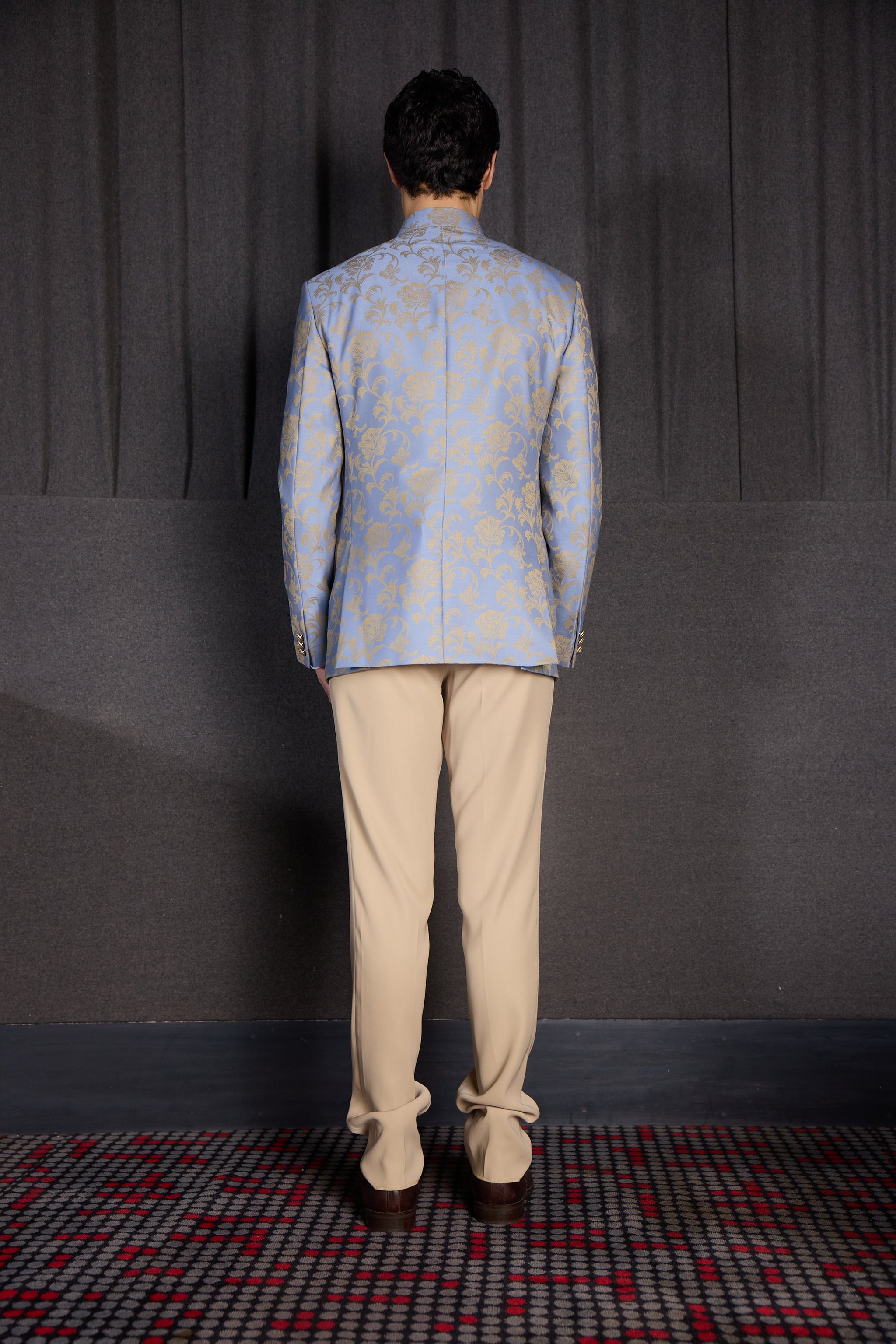 HEAVENLY BLUE JACQUARD BANDHGALA