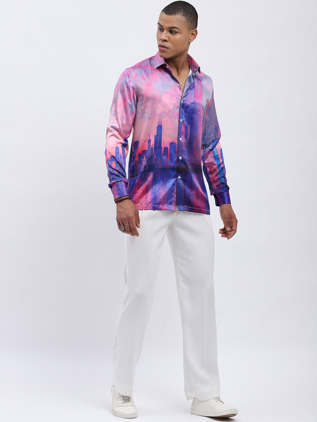 Pink Cityscape Full Sleeve Shirt