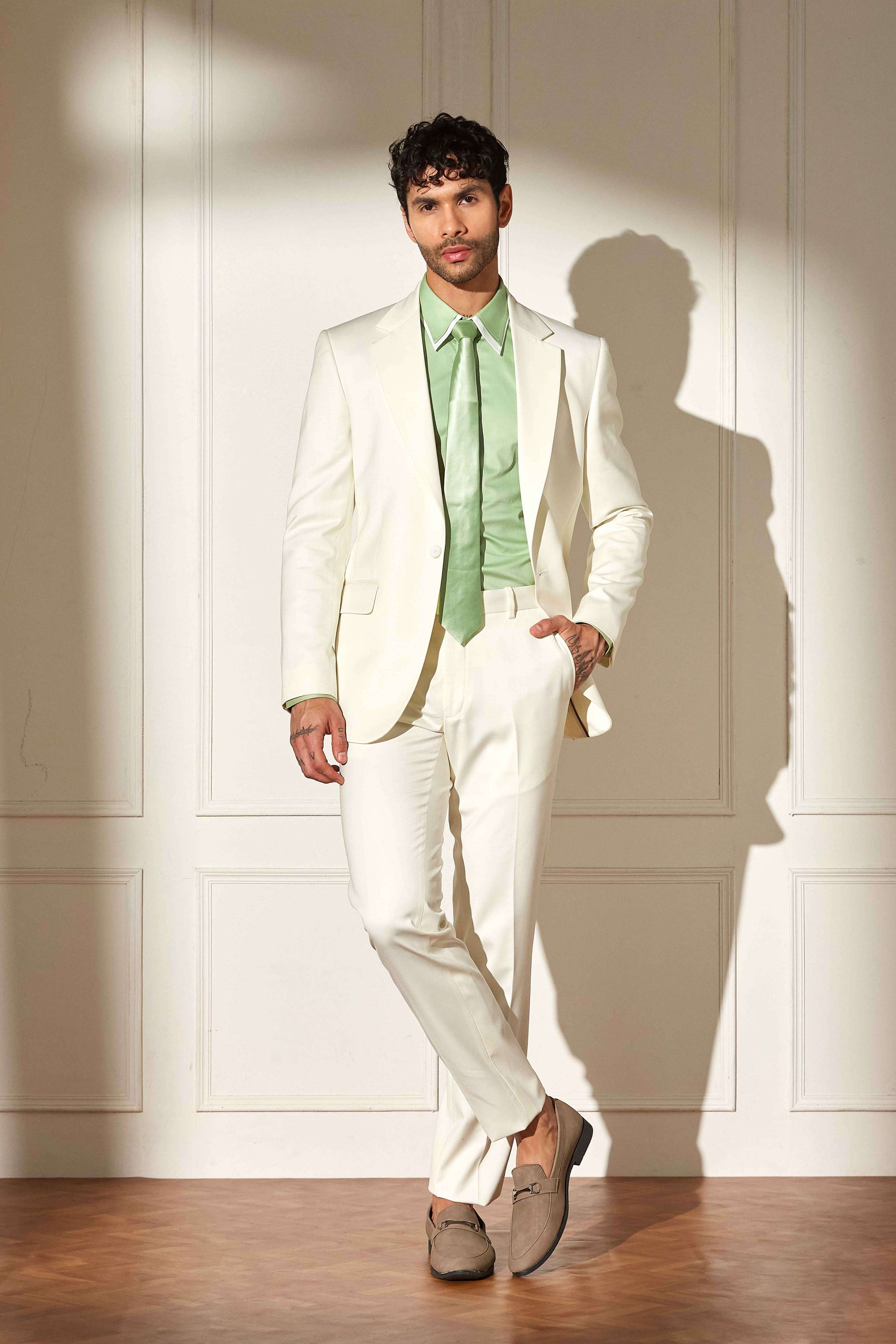 Canvas Cream Single-Breasted Suit