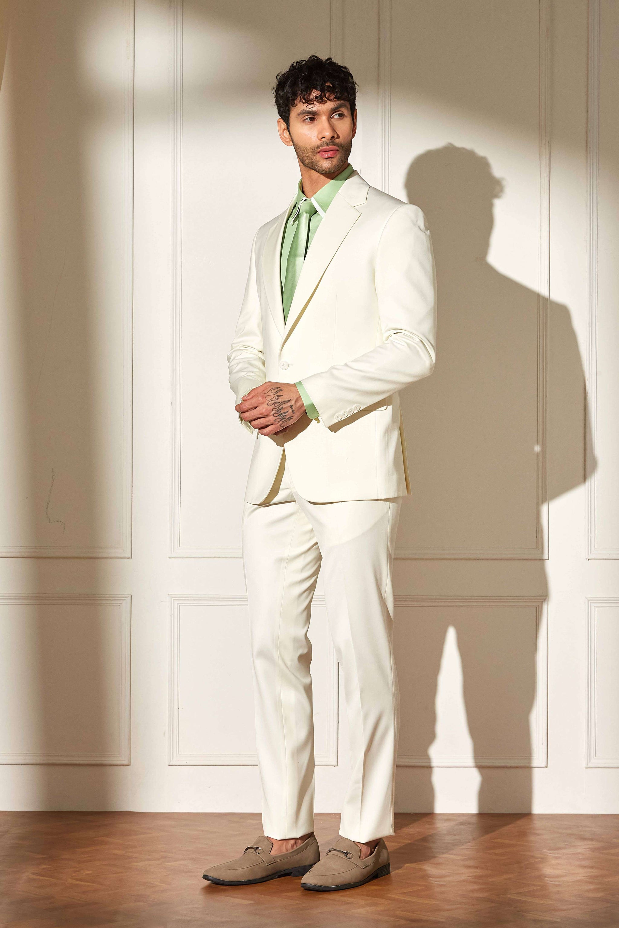 Canvas Cream Single-Breasted Suit
