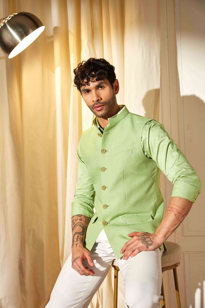 Pistachio Bloom Nehru Jacket