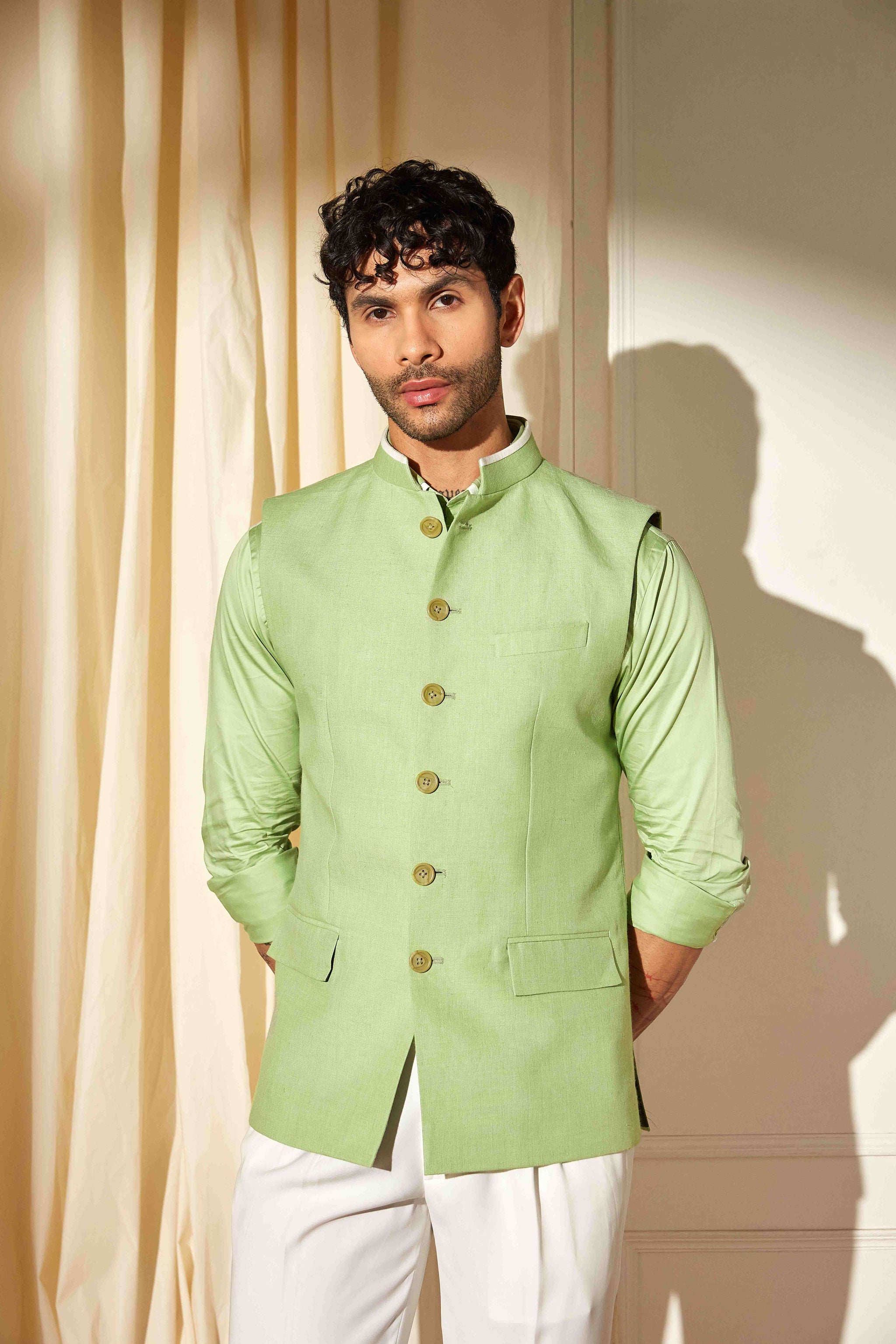 Pistachio Bloom Nehru Jacket