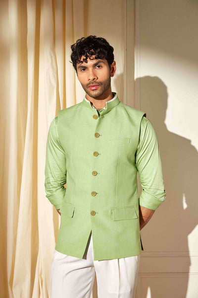 Pistachio Bloom Nehru Jacket
