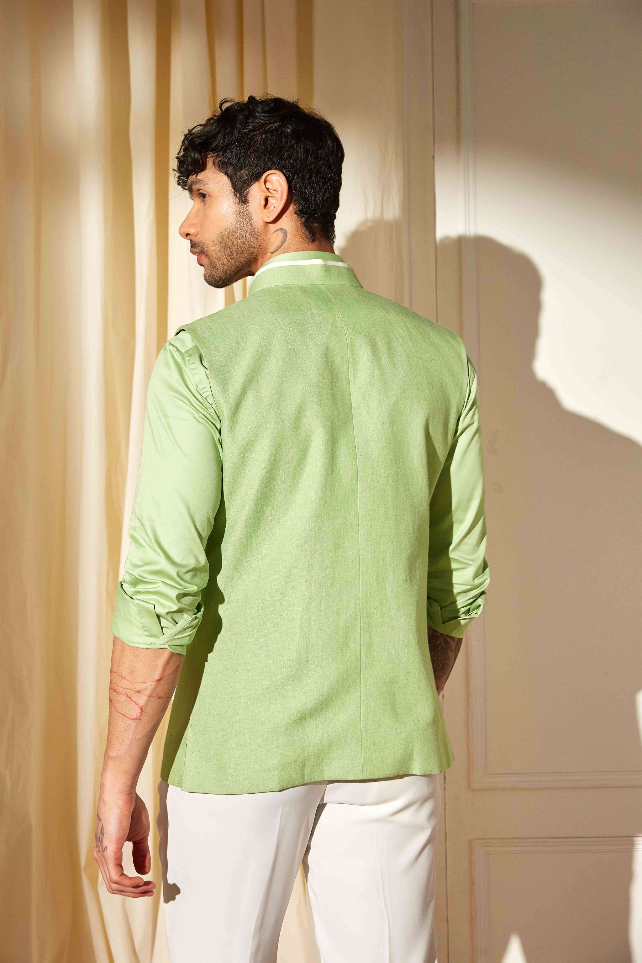 Pistachio Bloom Nehru Jacket