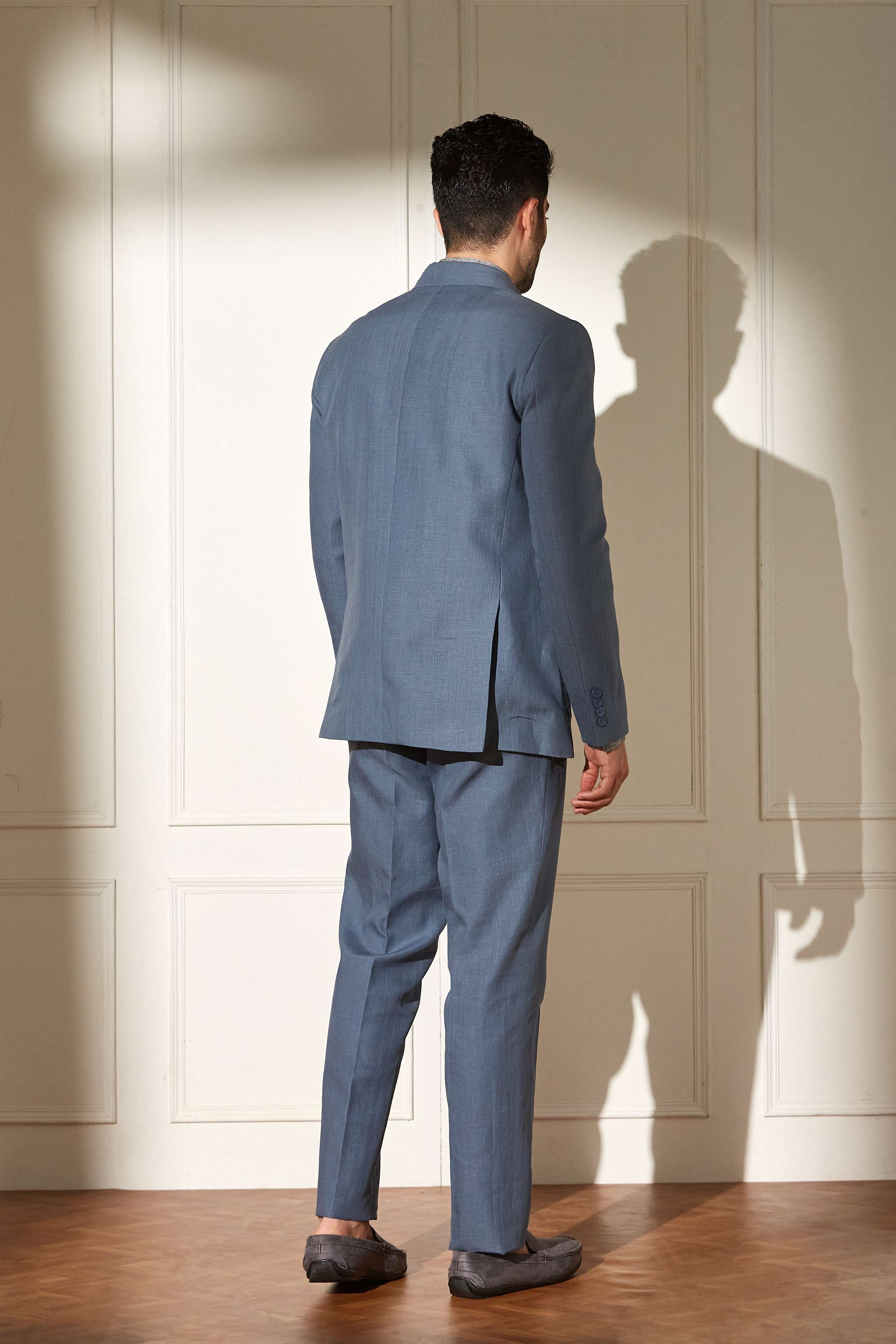 Stonewashed Blue Linen Suit