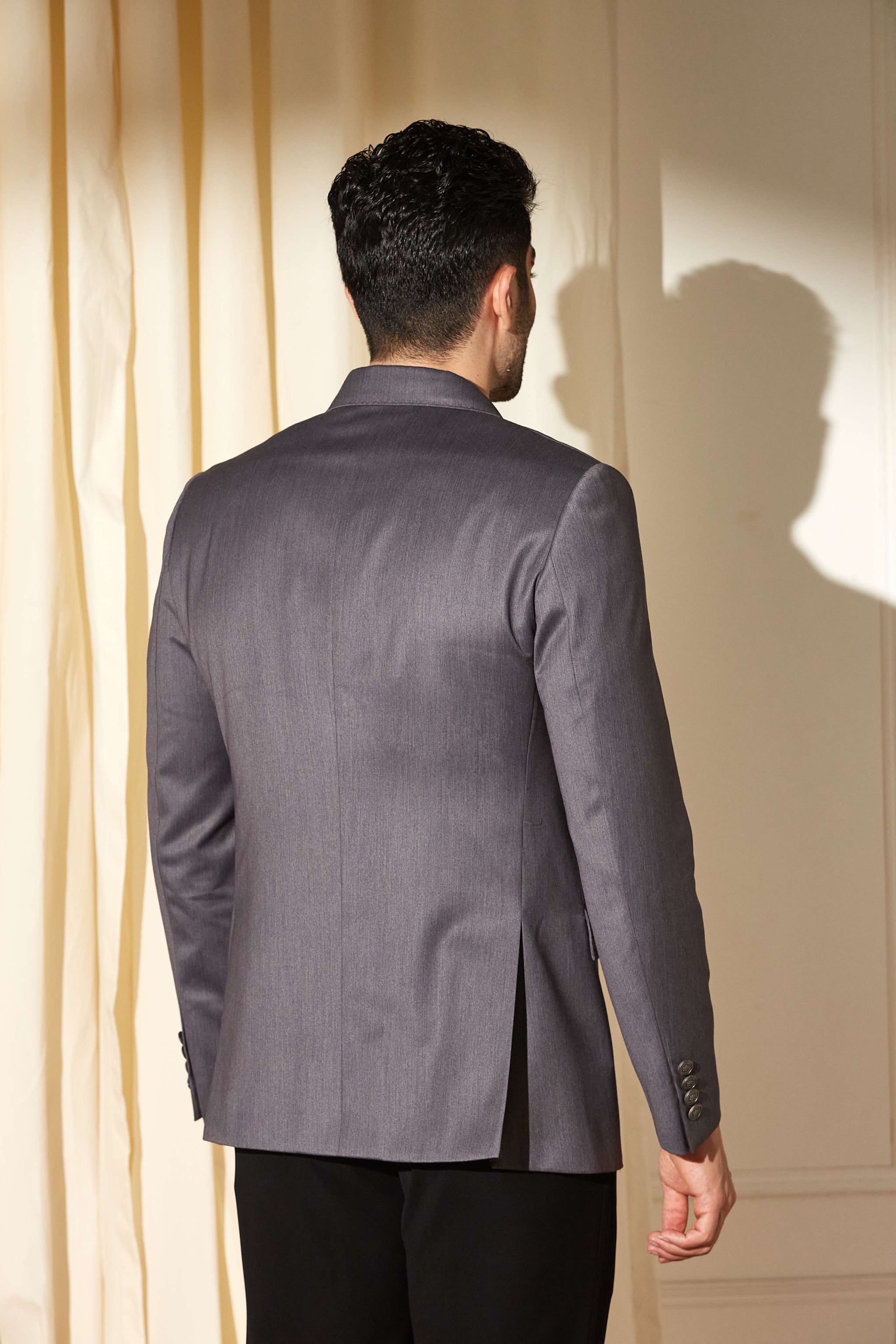 Charcoal Peak Double-Breasted Blazer