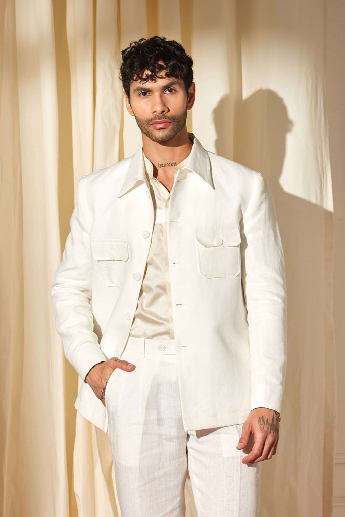 Chalk White Utility Shacket