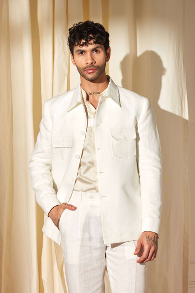 Chalk White Utility Shacket