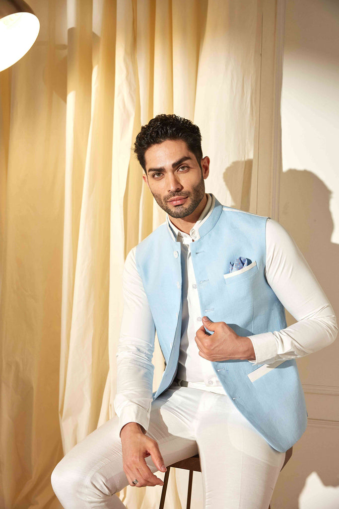 Powder Sky Nehru Jacket
