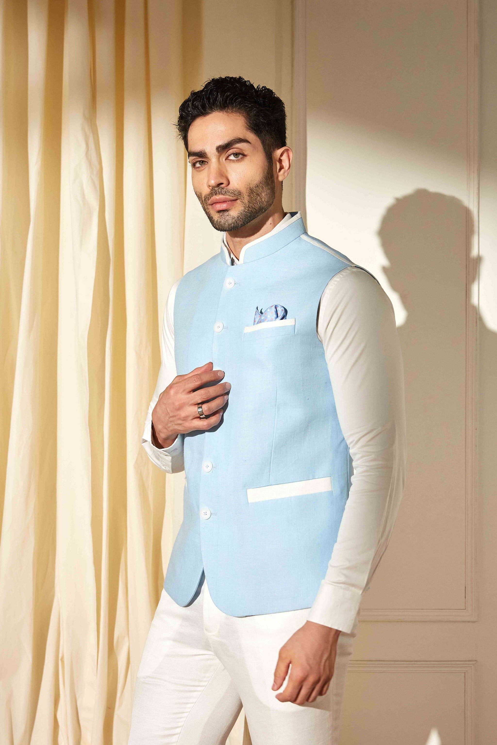 Powder Sky Nehru Jacket