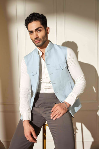 Denim Cut Nehru Jacket