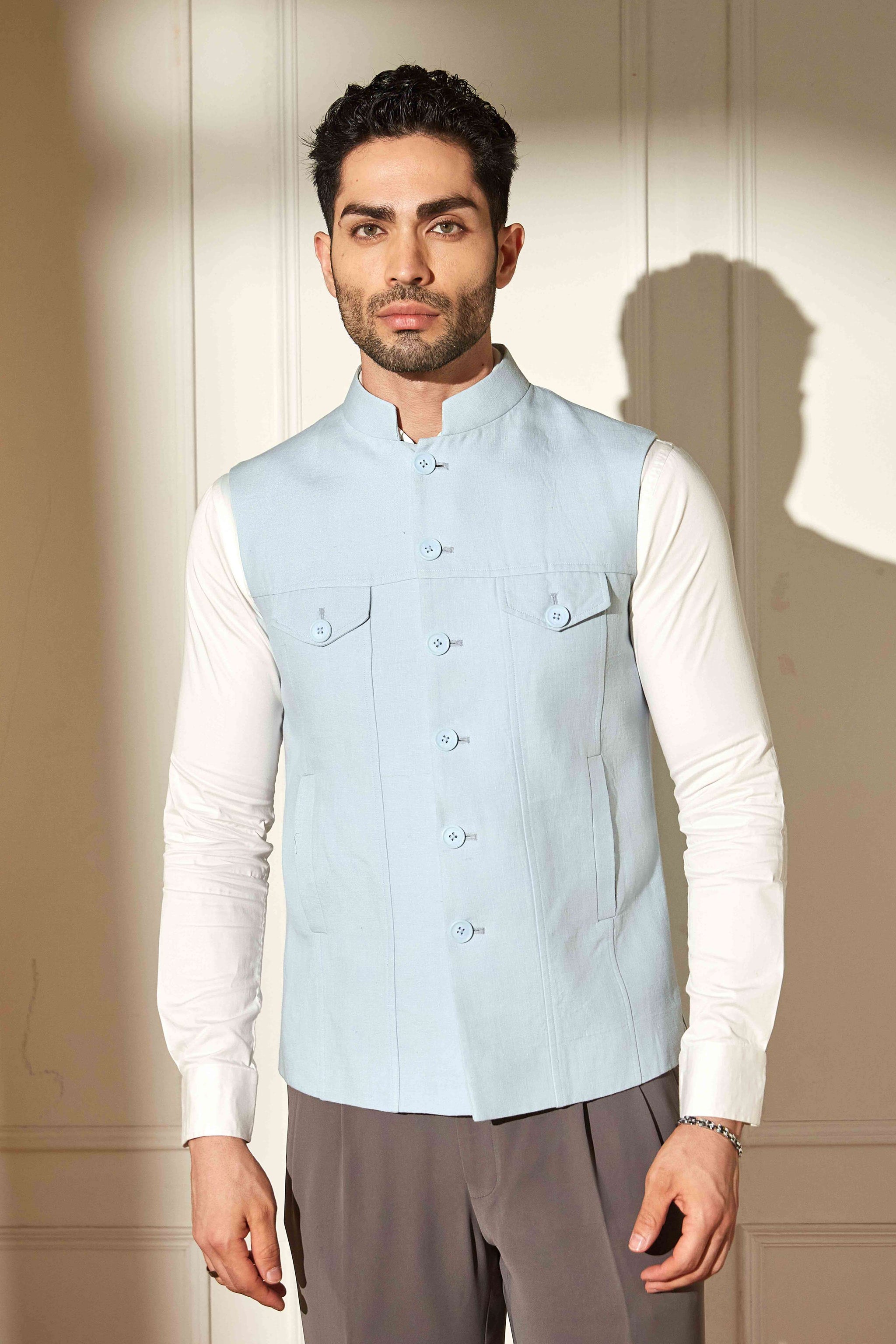 Denim Cut Nehru Jacket