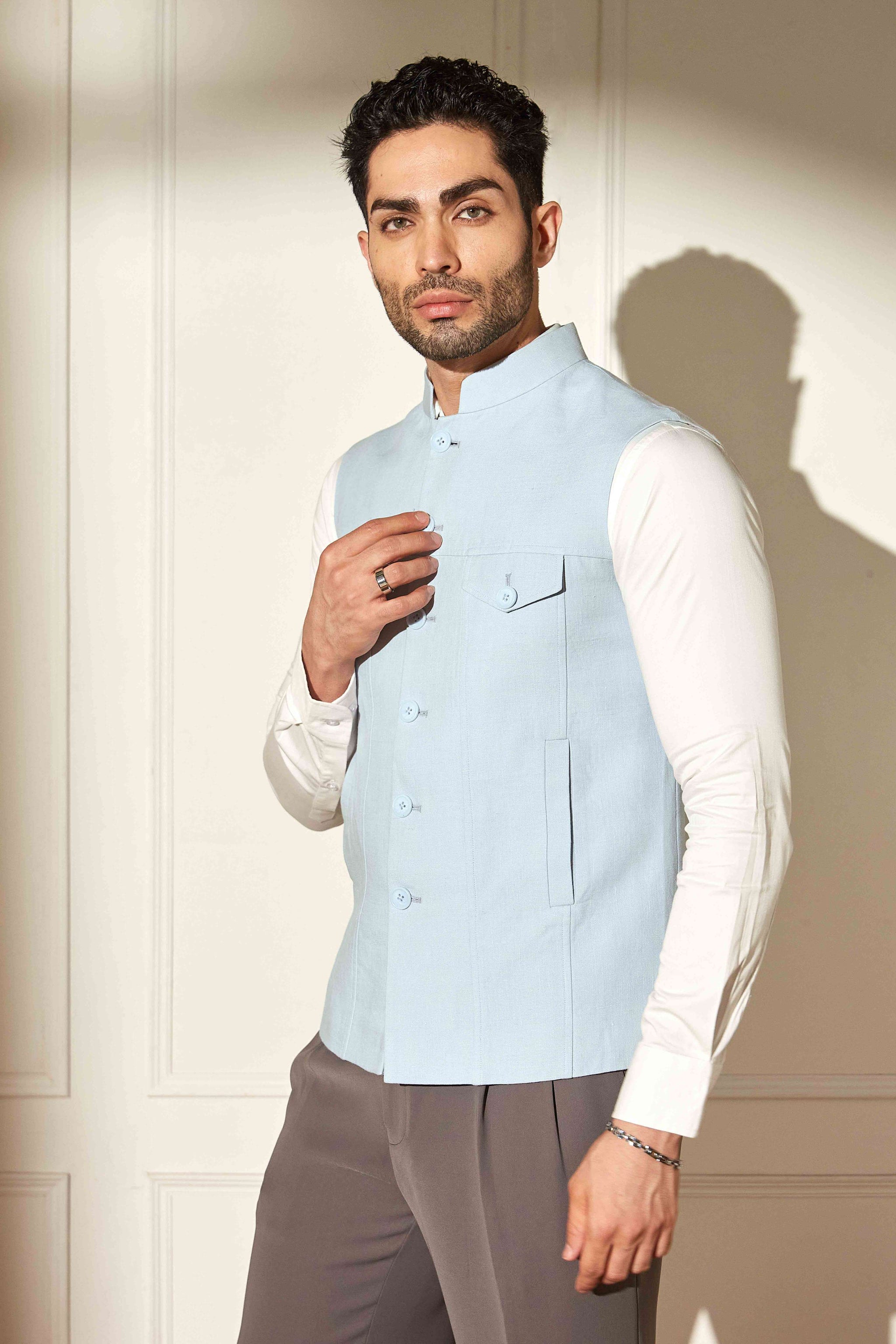 Denim Cut Nehru Jacket