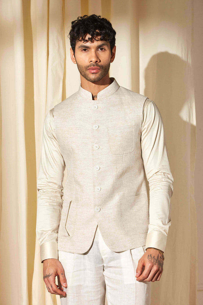 Linen Dust Nehru Jacket