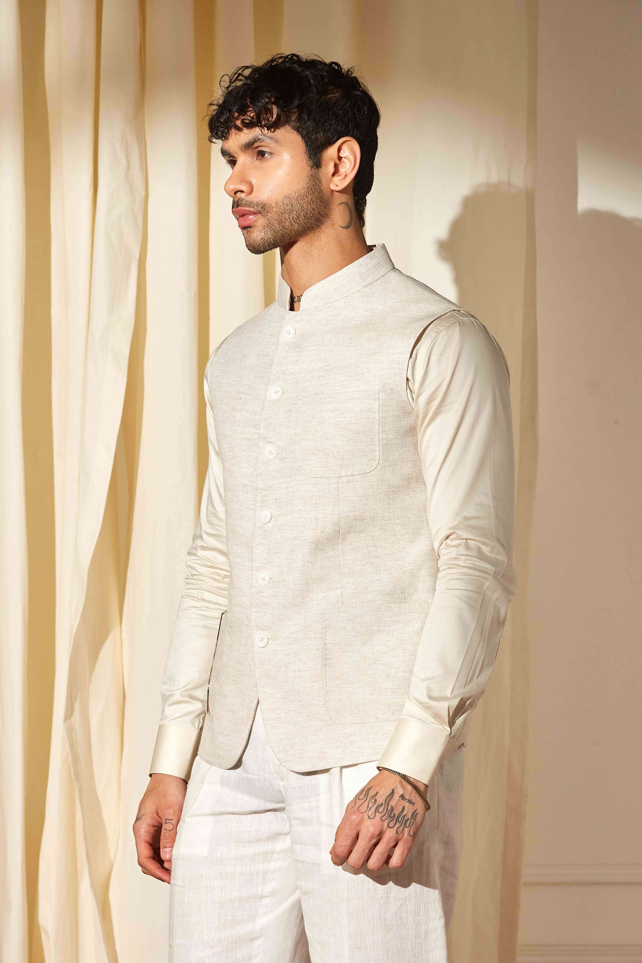 Linen Dust Nehru Jacket