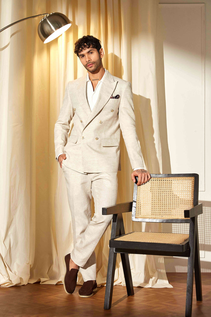 Almond Crème Double-Breasted Suit