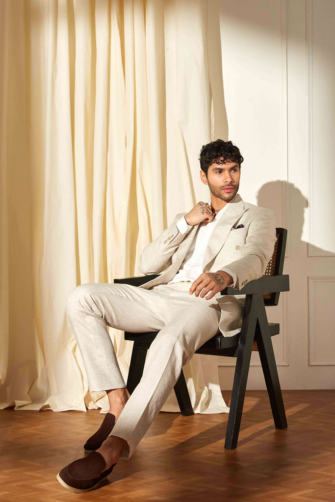 Almond Crème Double-Breasted Suit