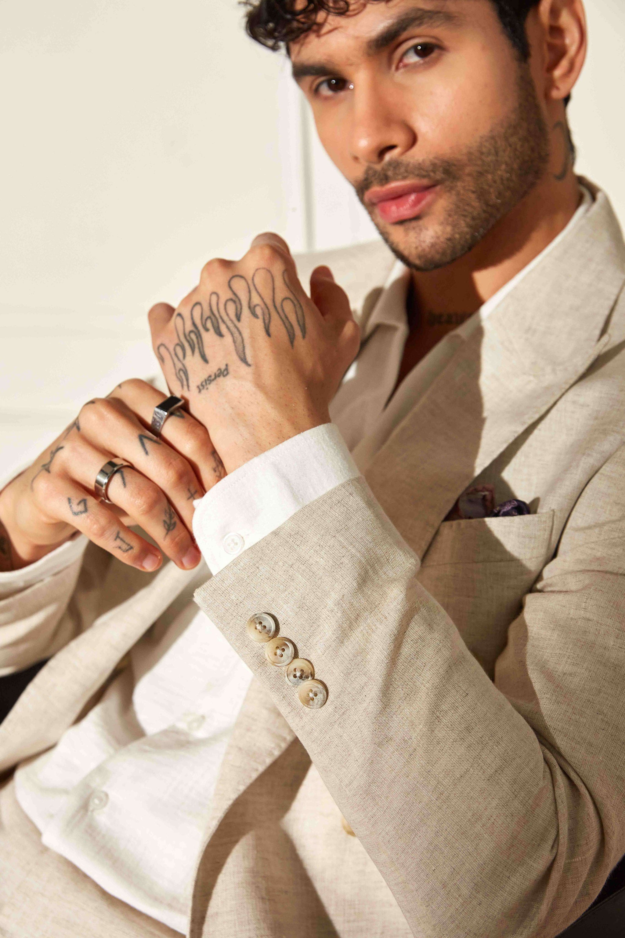 Almond Crème Double-Breasted Suit