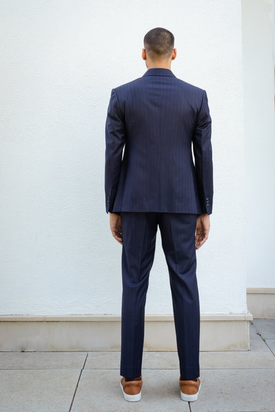 Navy Blue Pin Striped Suit