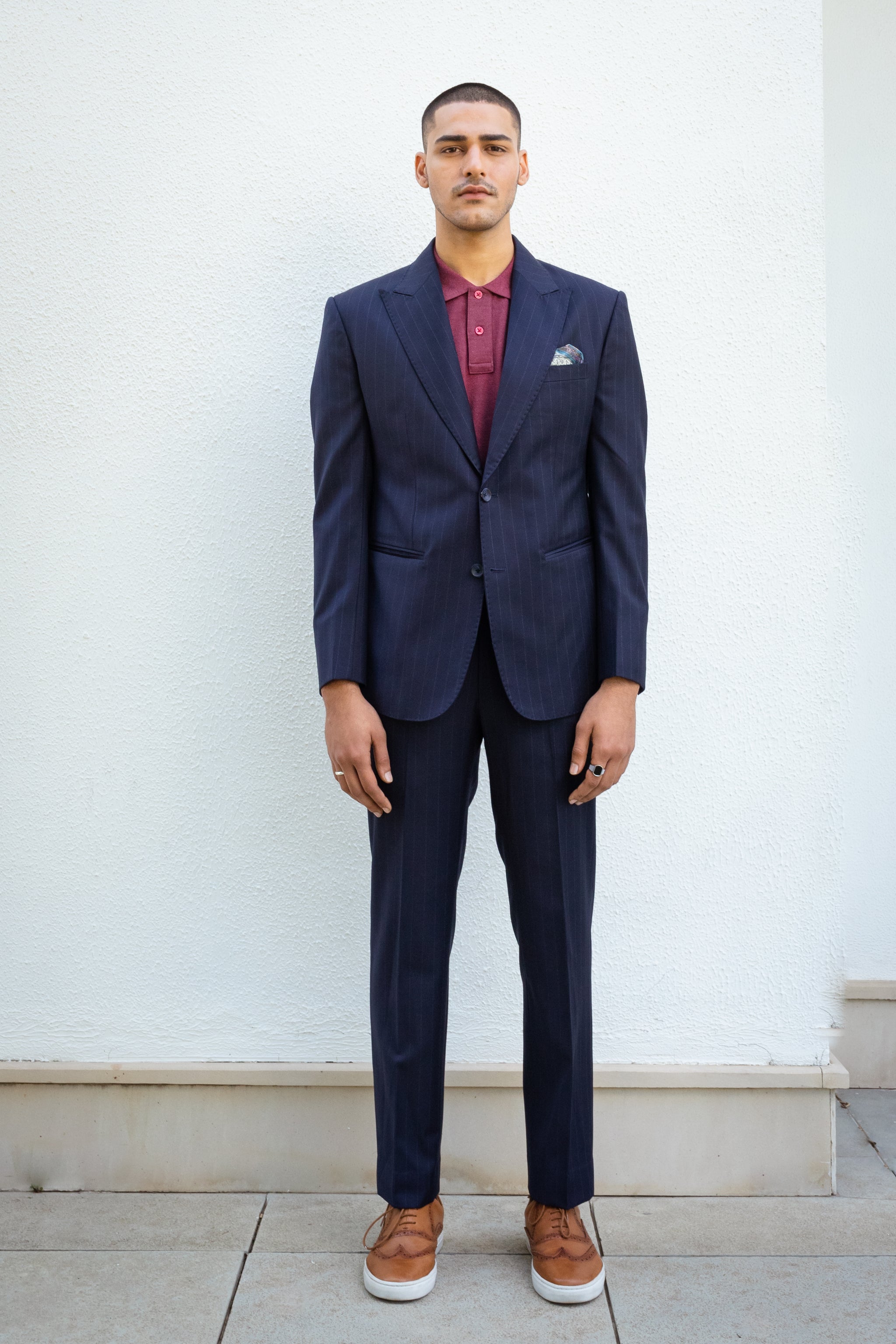 Navy Blue Pin Striped Suit