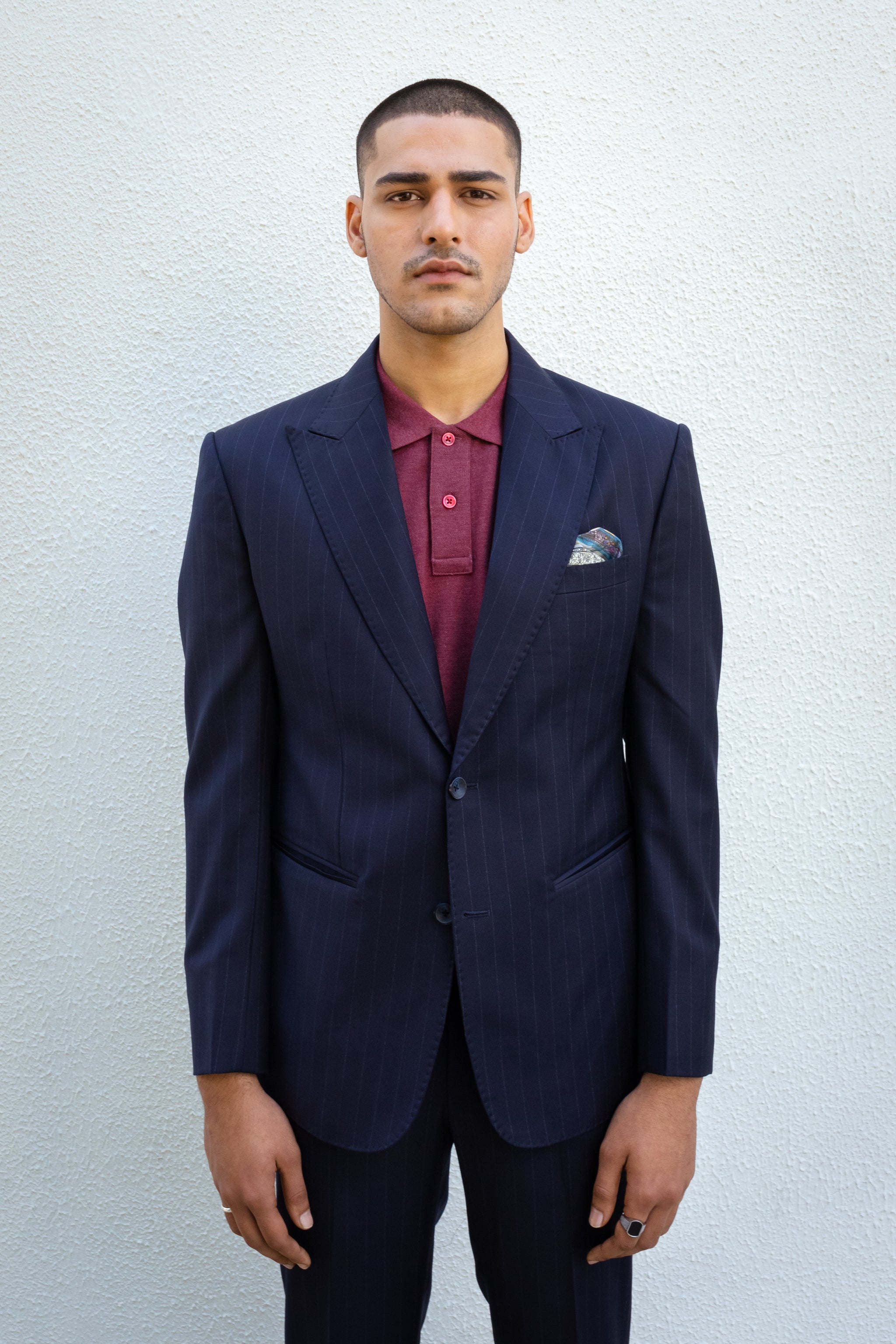 Navy Blue Pin Striped Suit