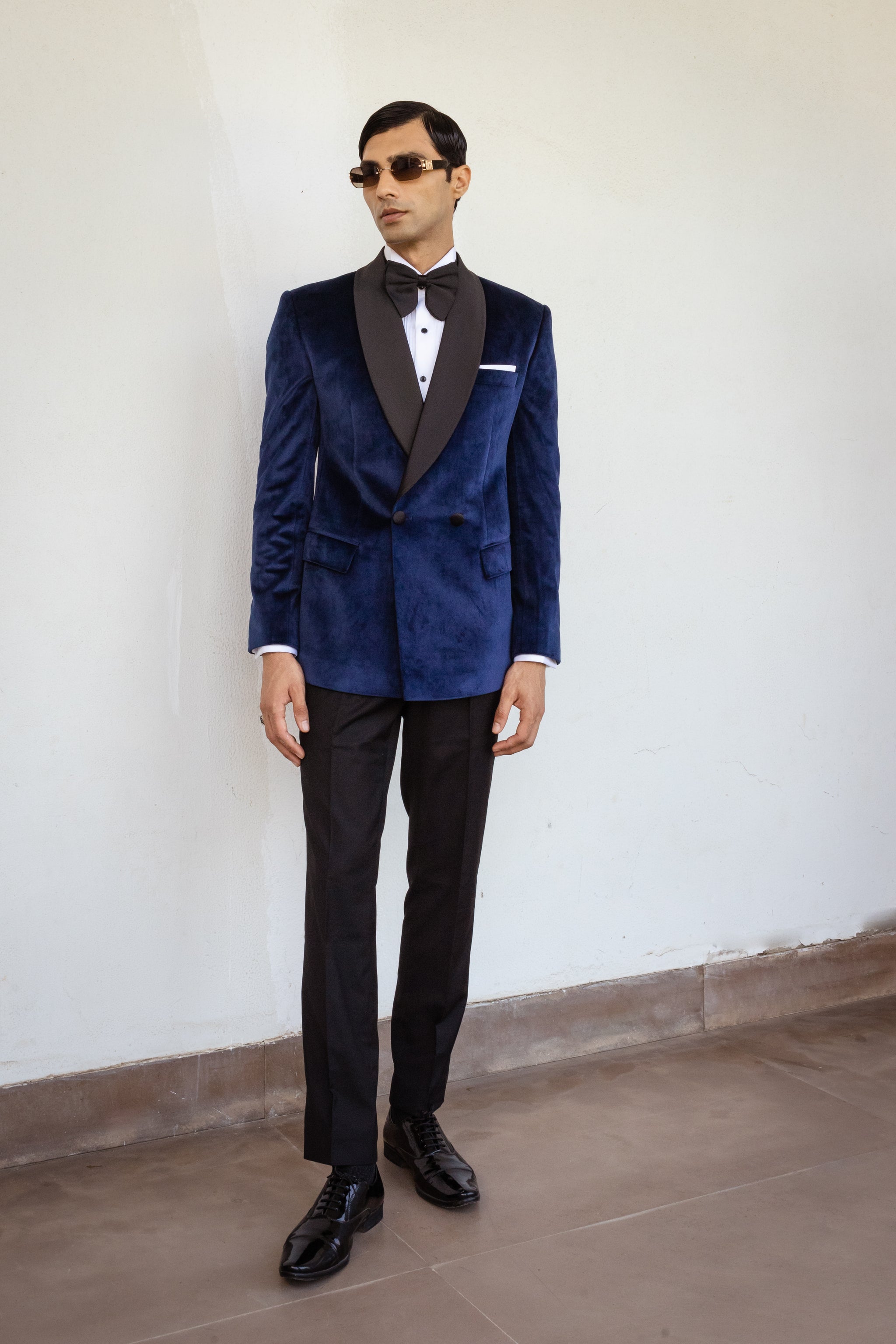 Blue Sapphire Velvet Tuxedo Jacket – Minizmo - Main Image