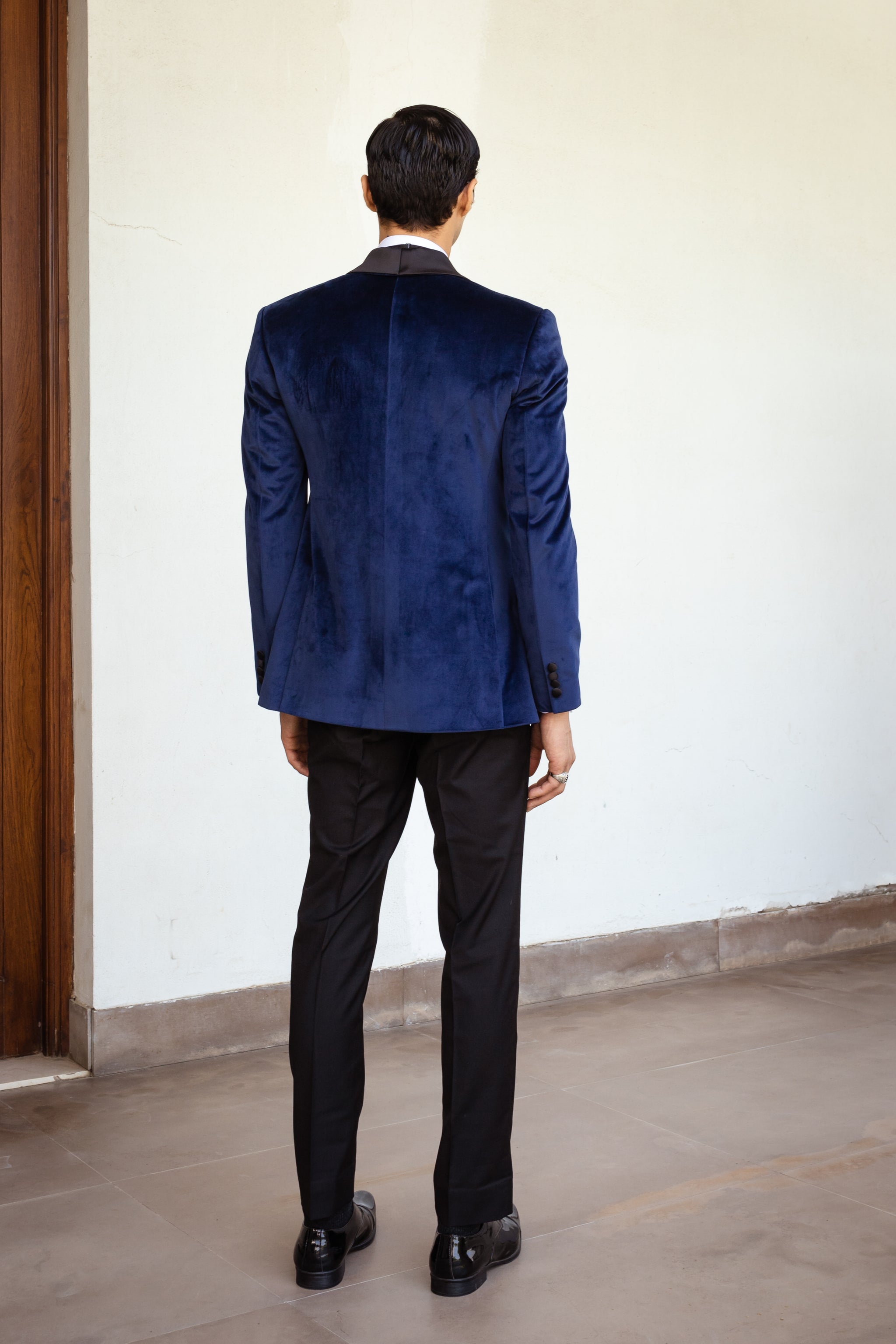 Blue Sapphire Velvet Tuxedo Jacket – Minizmo - Main Image