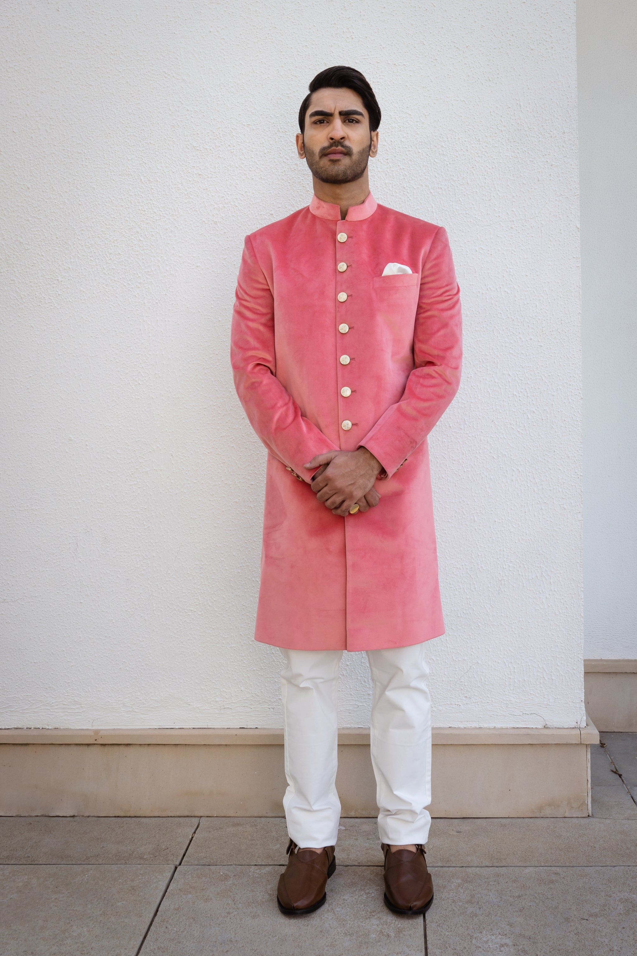 Pink Opulent Velvet Achkan.