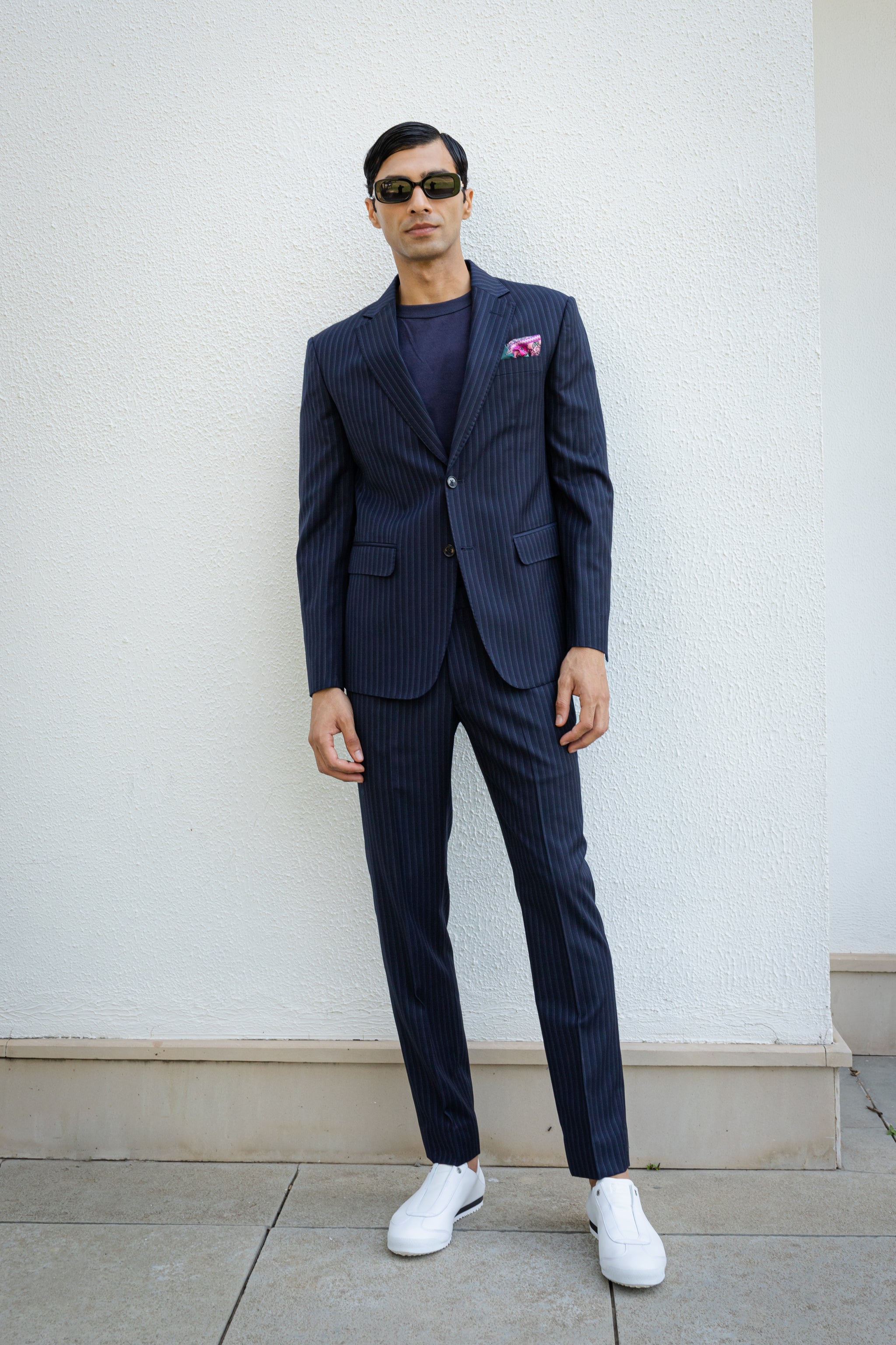 Classic Navy Blue Suit With White - Main Image