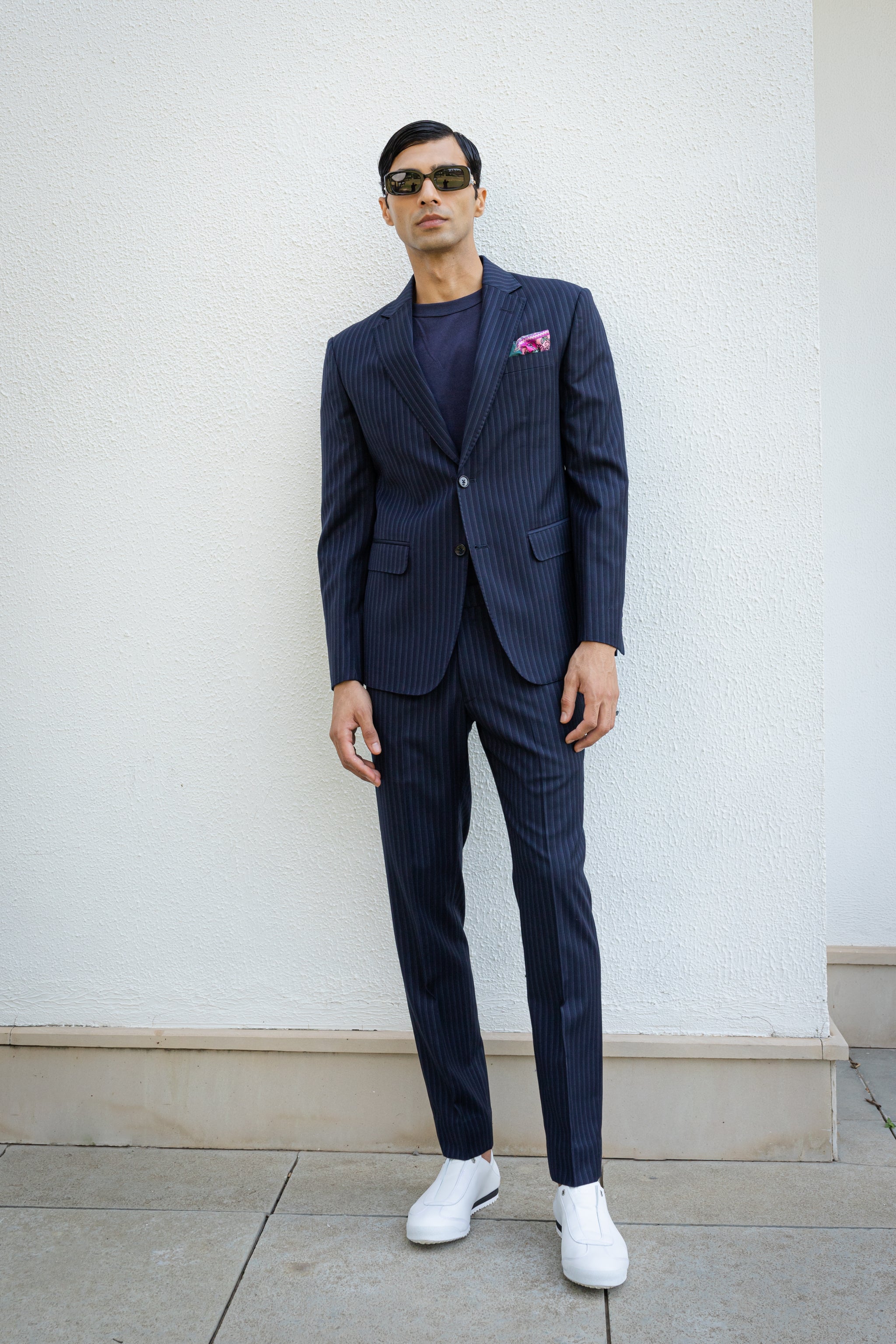 Classic Navy Blue Suit With White - Main Image