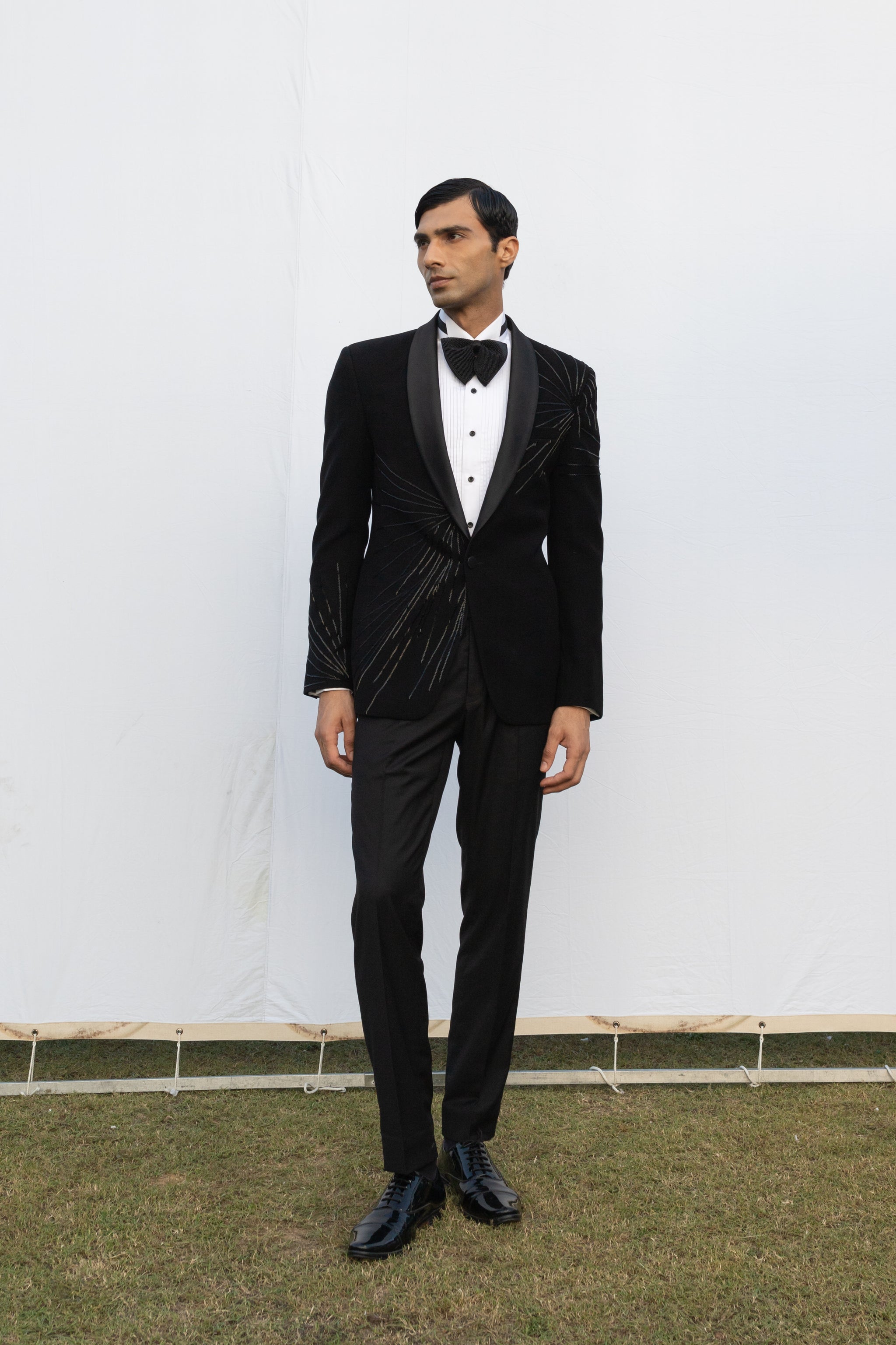 Black Emroidered Tux Jacket.