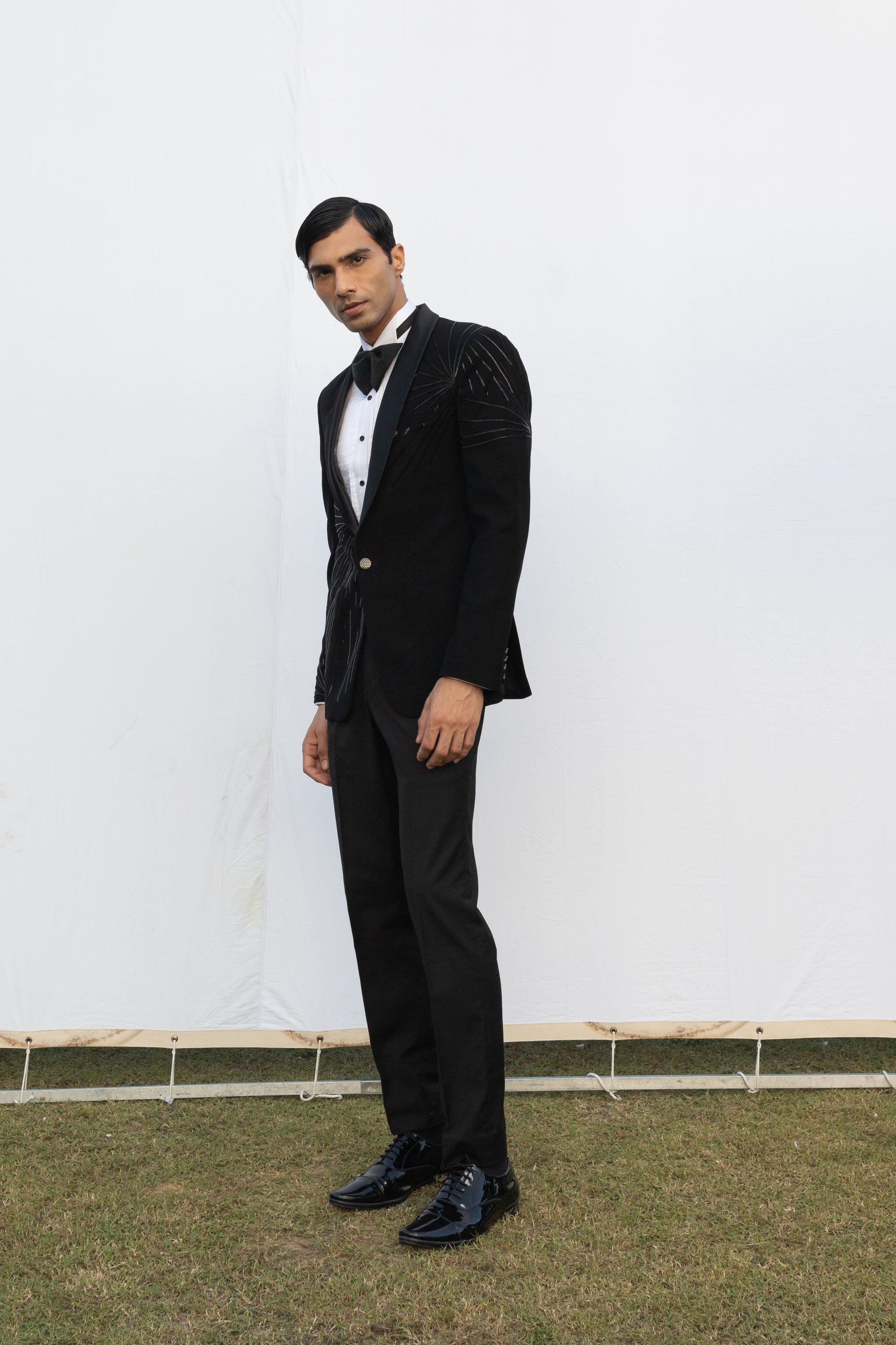 Black Emroidered Tux Jacket.