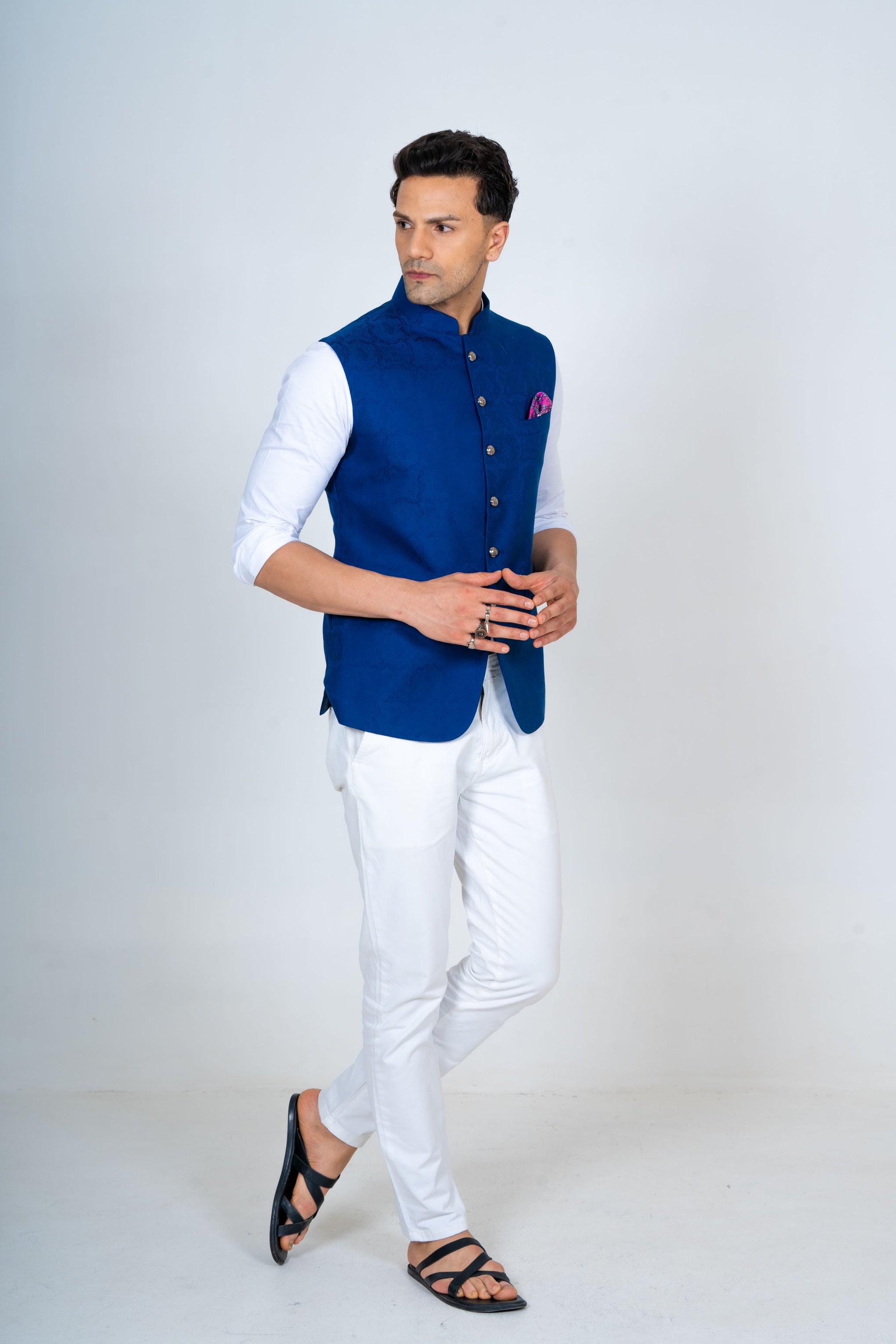 Summer Blue cotton  Nehru Jacket