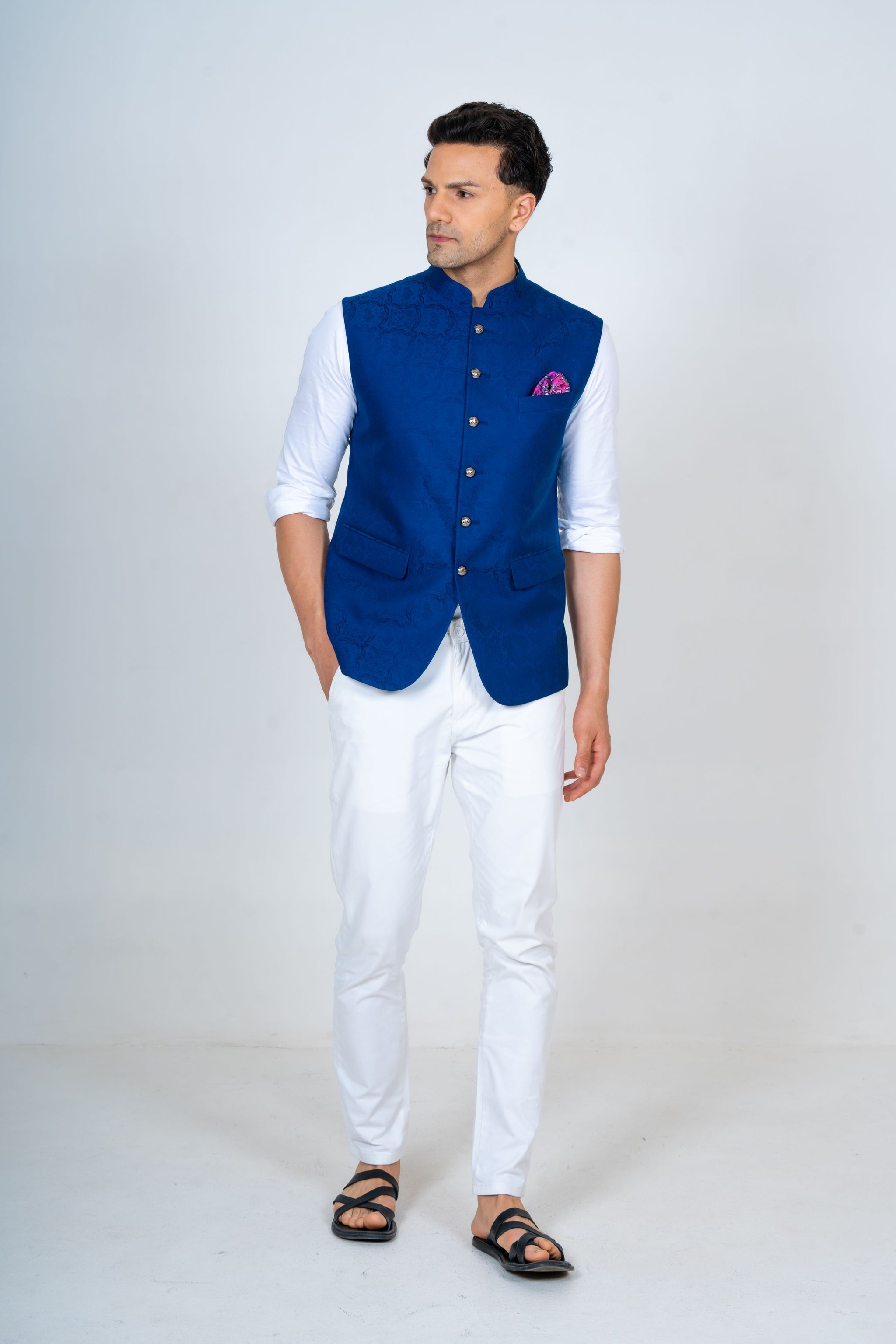 Blue Cotton Nehru Jacket