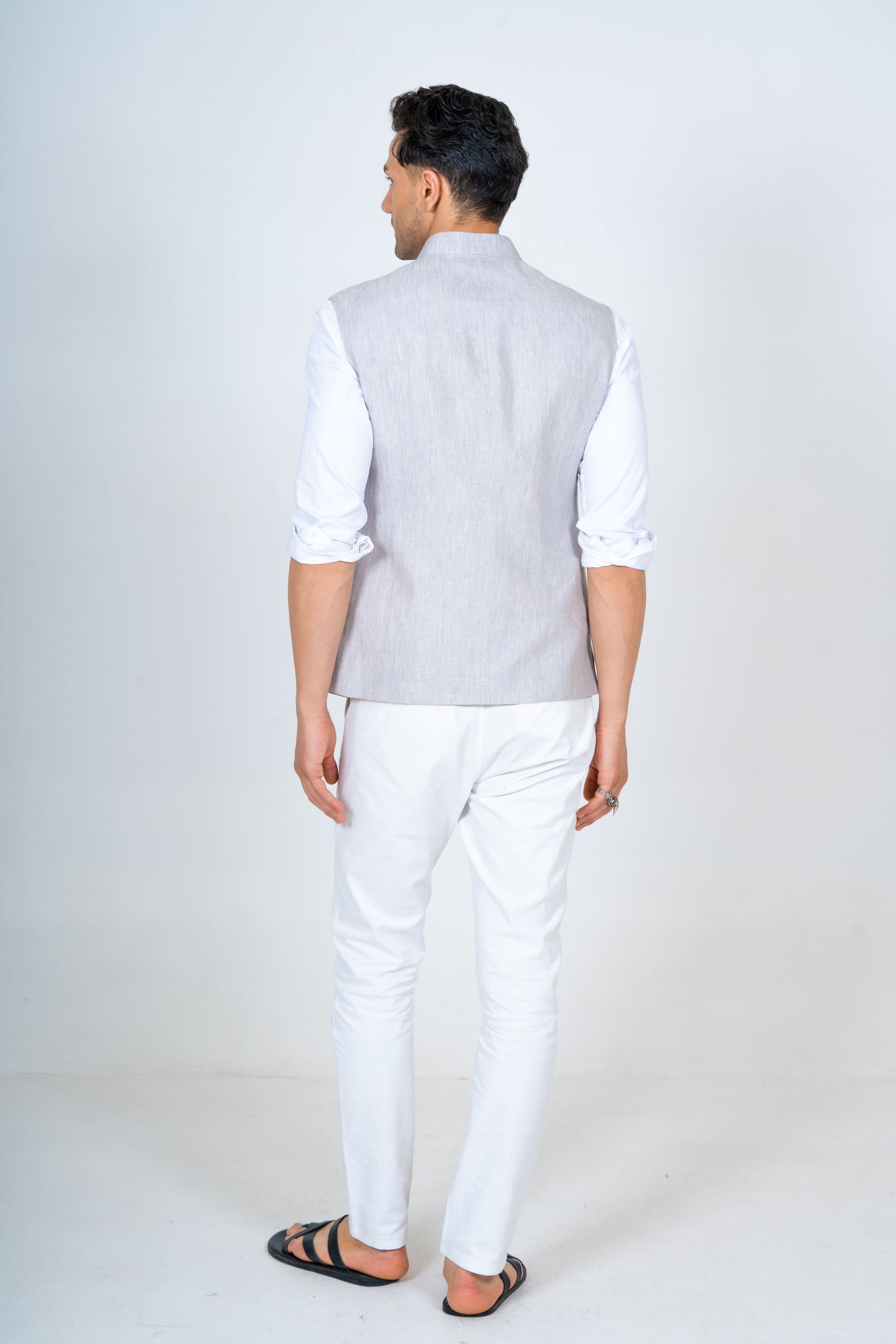Grey Linen Nehru Jacket