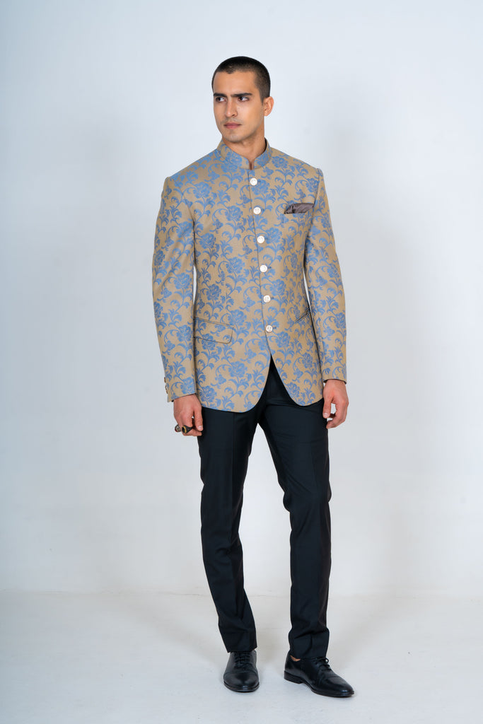 Jacquard Bandhgala Top Suit