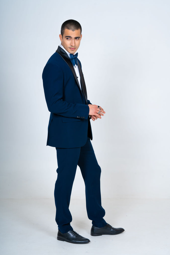 Summer  Navy blue  tuxedo suit