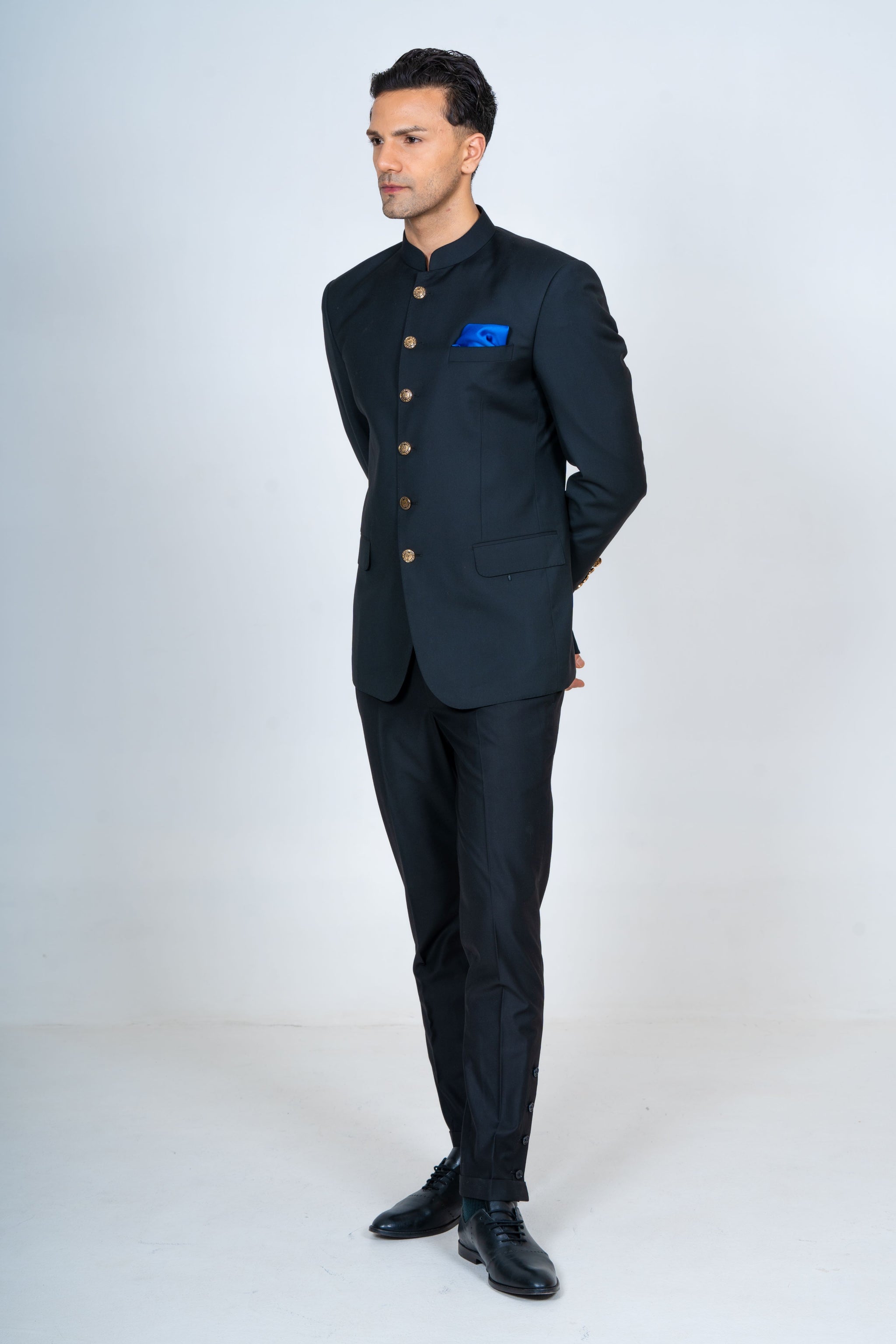 Buy Park Avenue Dark Blue Slim Fit Two Piece Bandhgala Suit for Men Online  @ Tata CLiQ