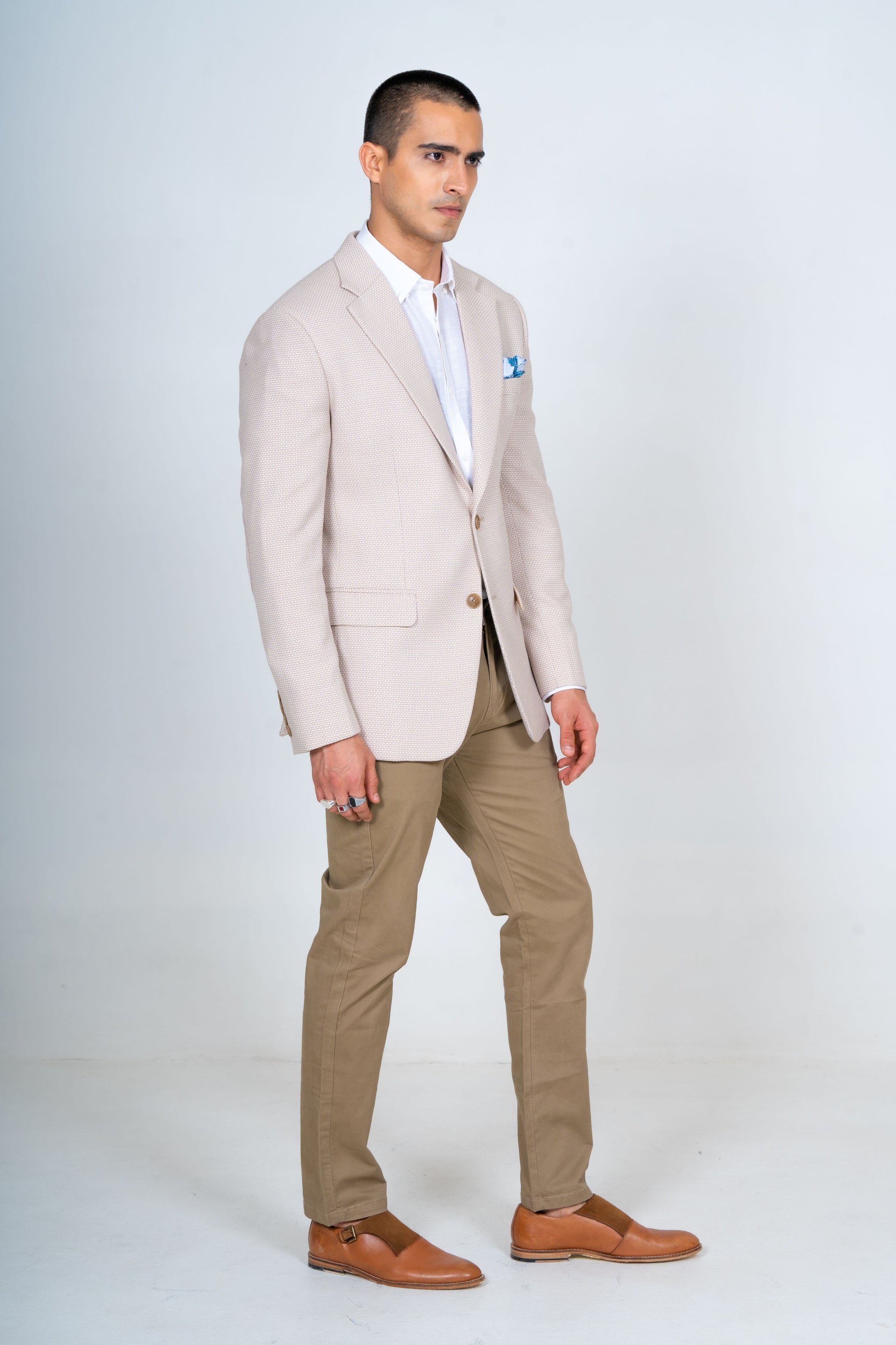 Beige Linen Blend Blazer