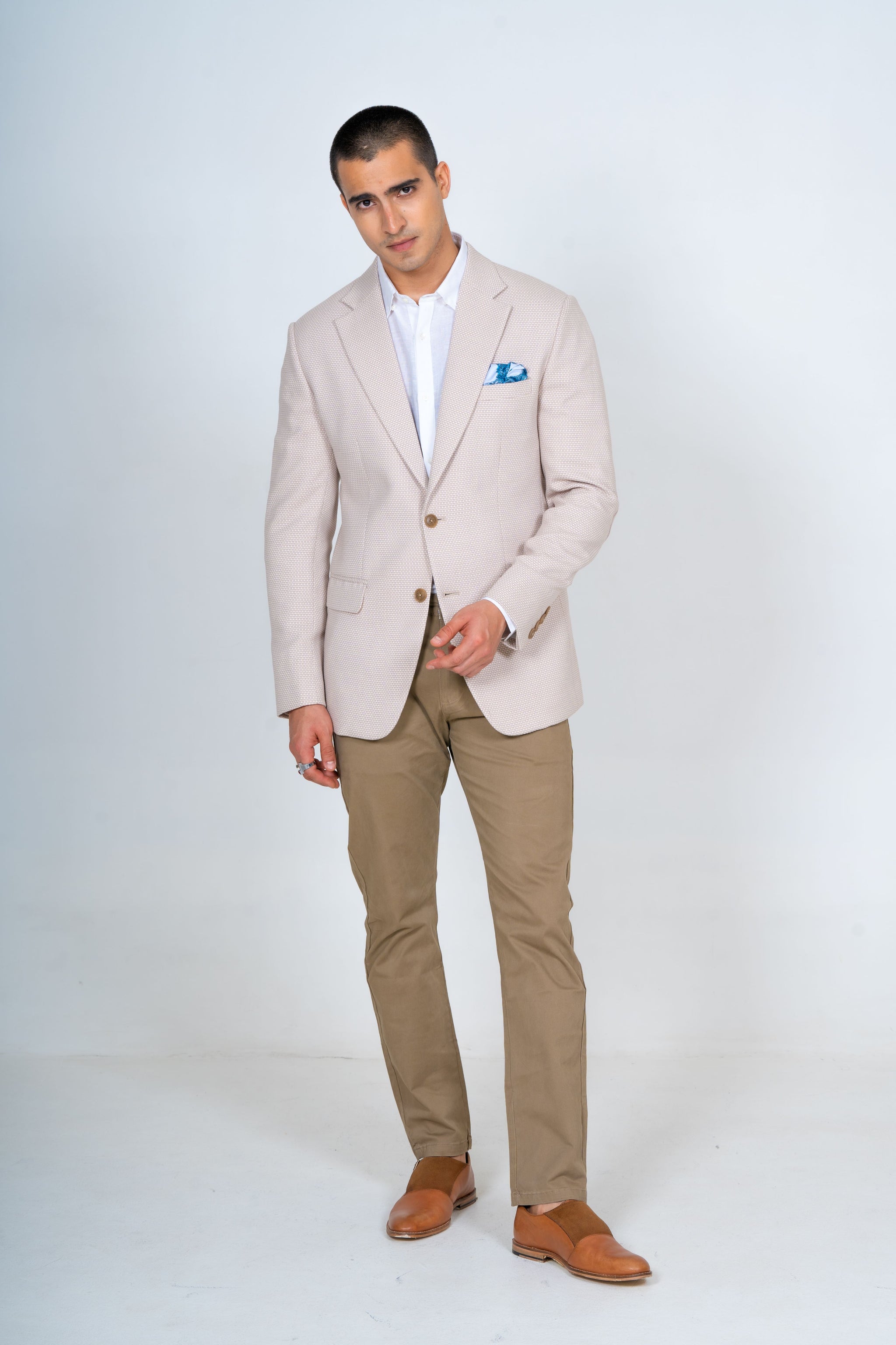 Beige Linen Blend Blazer