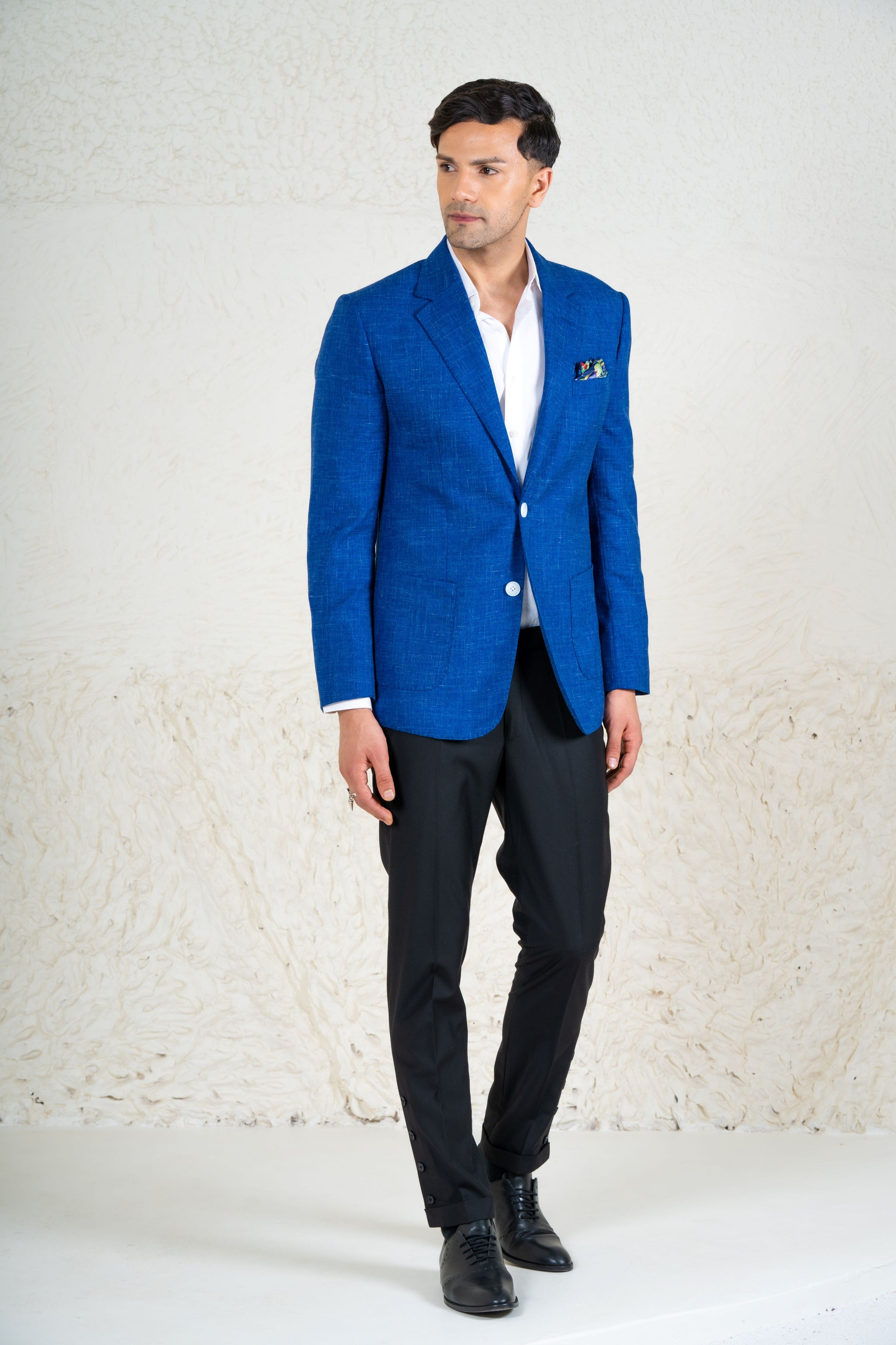 Summer royal blue linen blazer