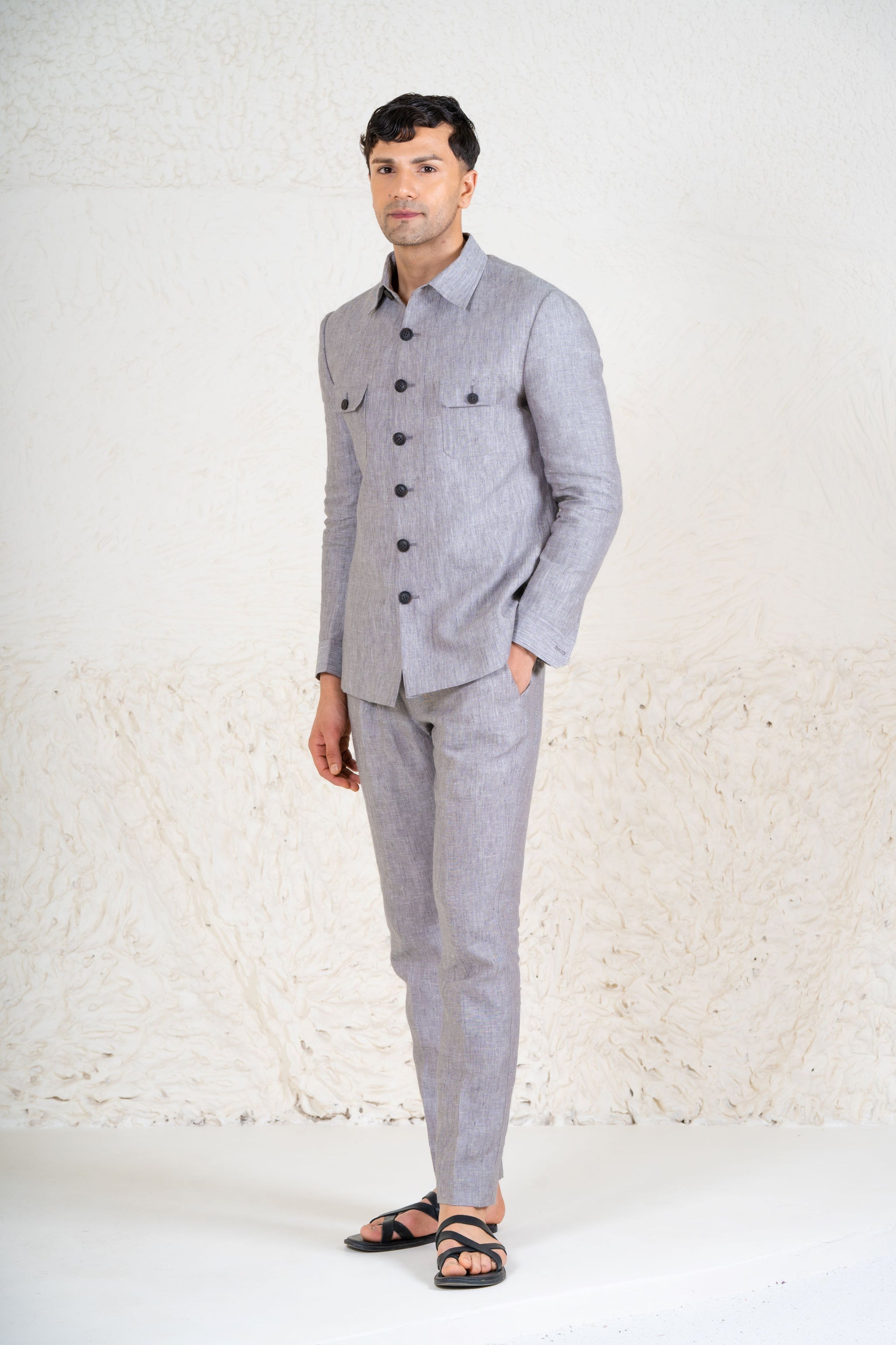 Summer grey 100% linen shacket