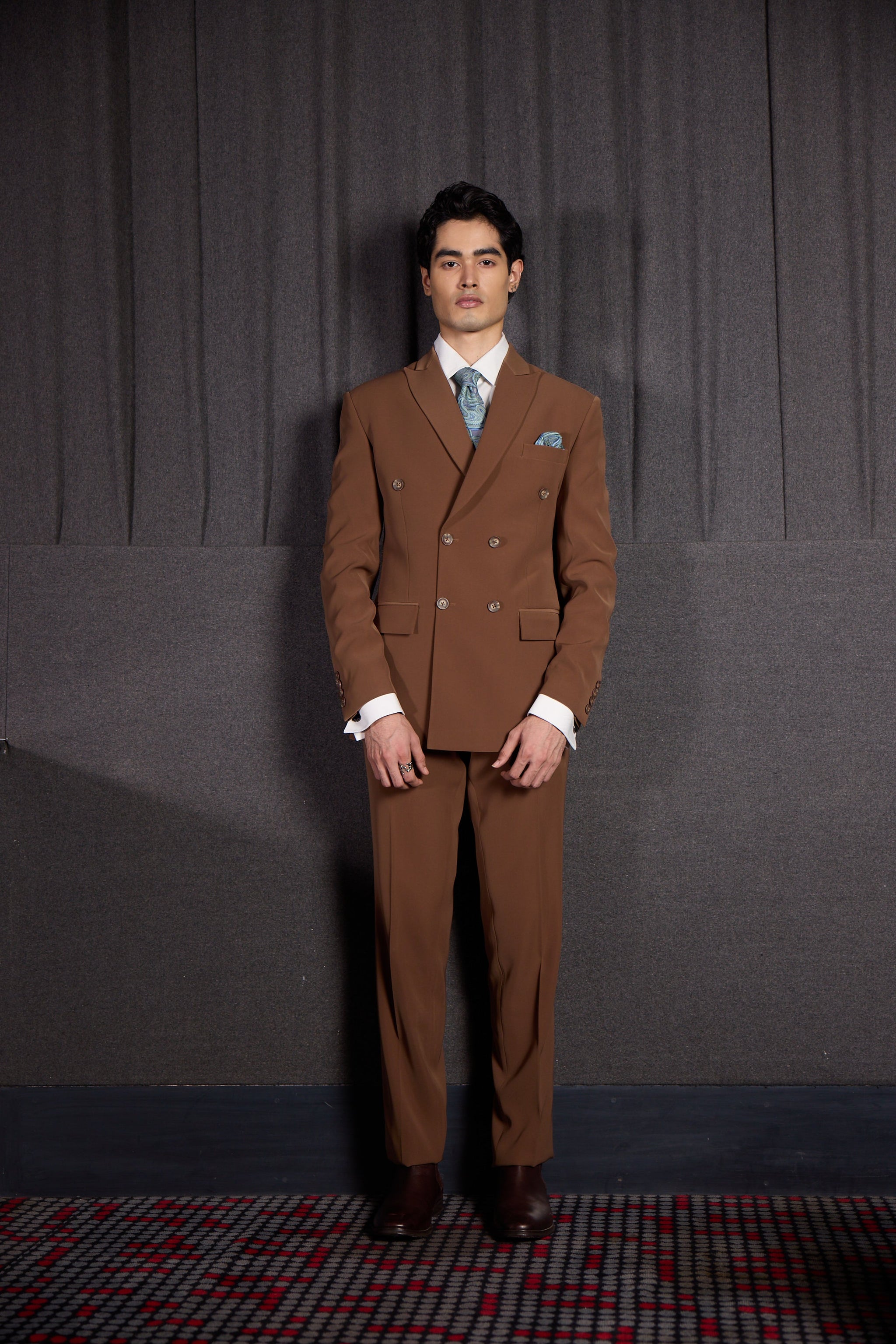 CAMEL BROWN DOUBLE BREASTED SUIT - Main Image