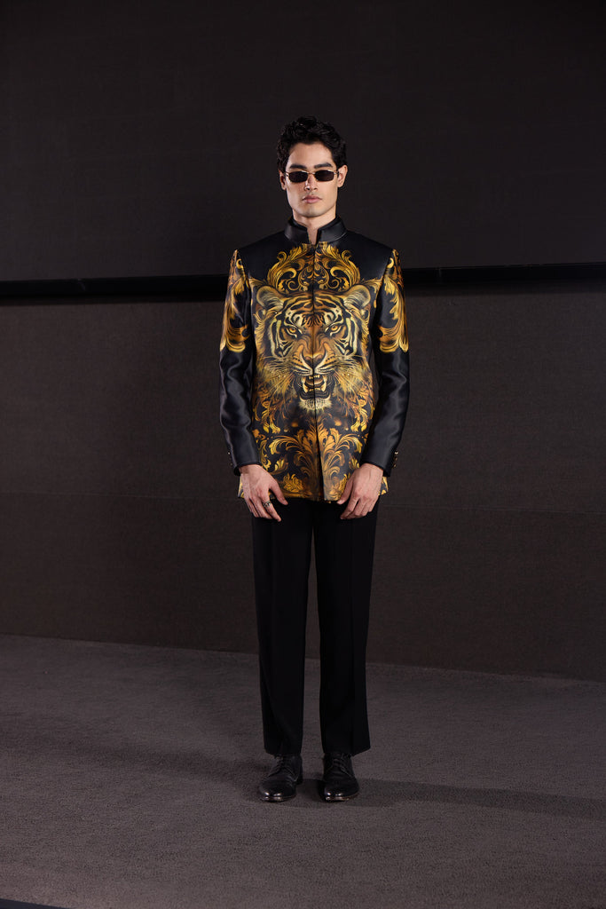 ROARING TIGER PRINT BANDHGALA